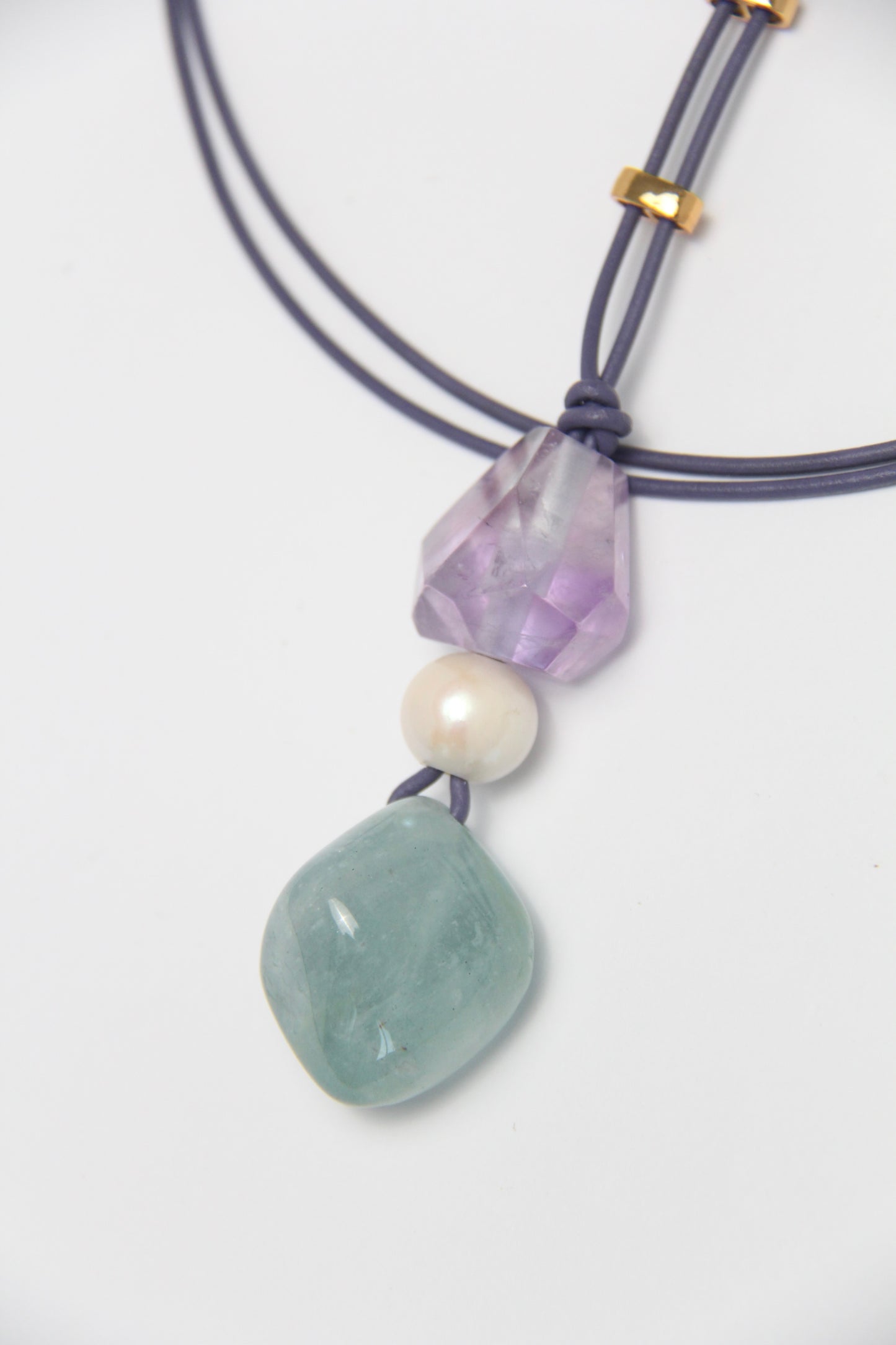 Pendant: amethyst, pearl, morganite