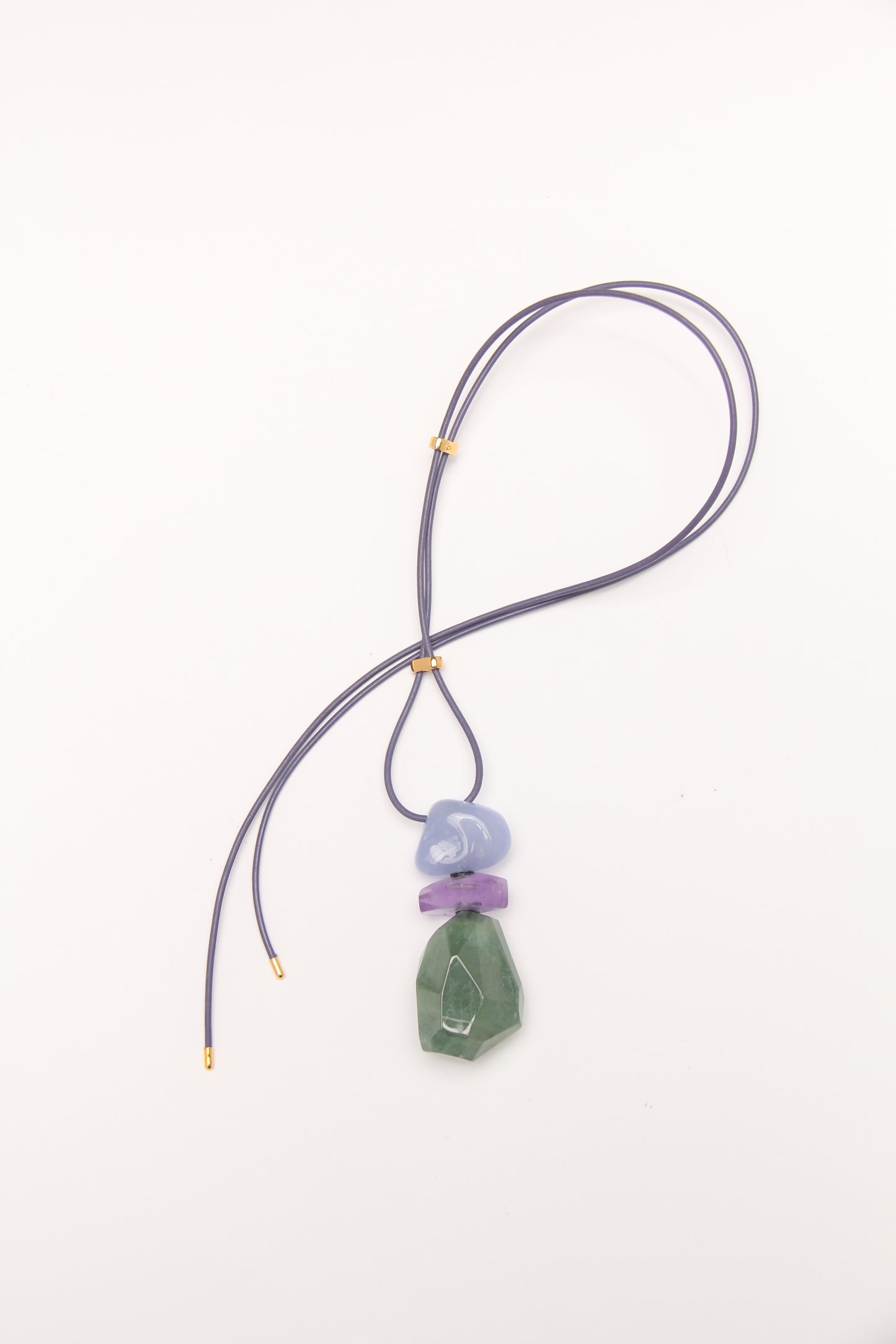 Pendant: blue lace agate, amethyst, morganite