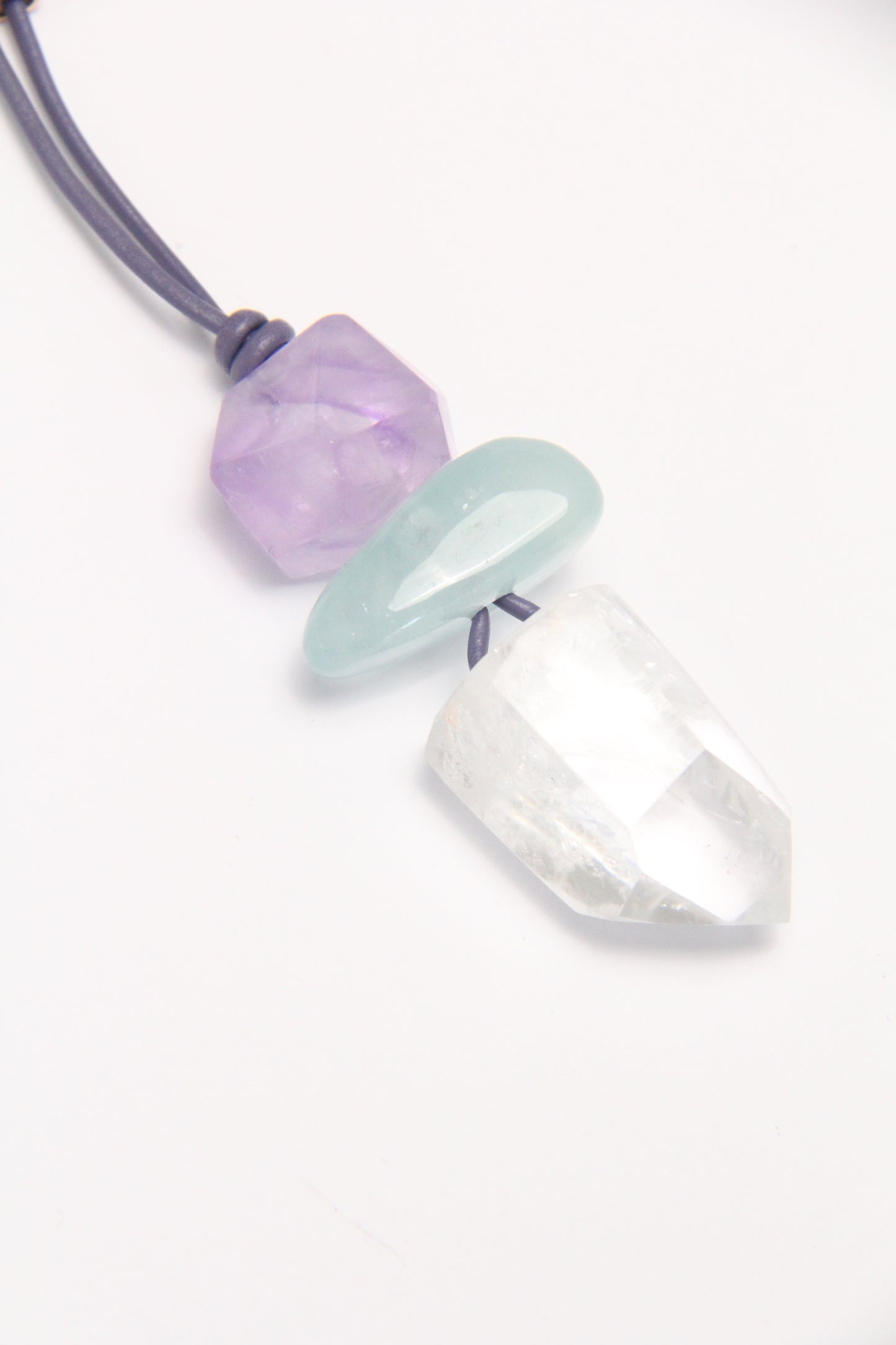 Pendant: amethyst, morganite, quartz