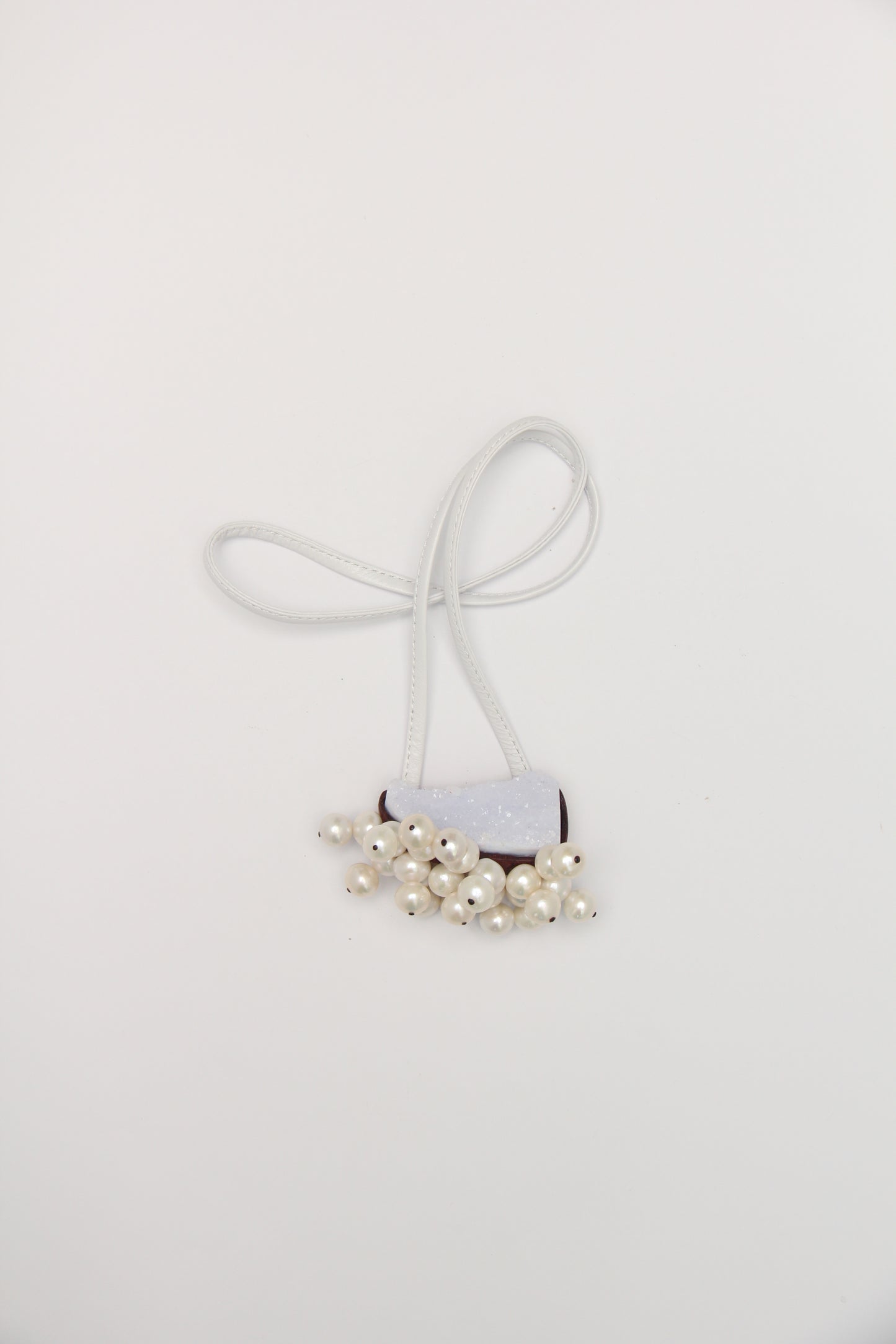 Pendant: blue lace agate, pearls, Zambia blood wood