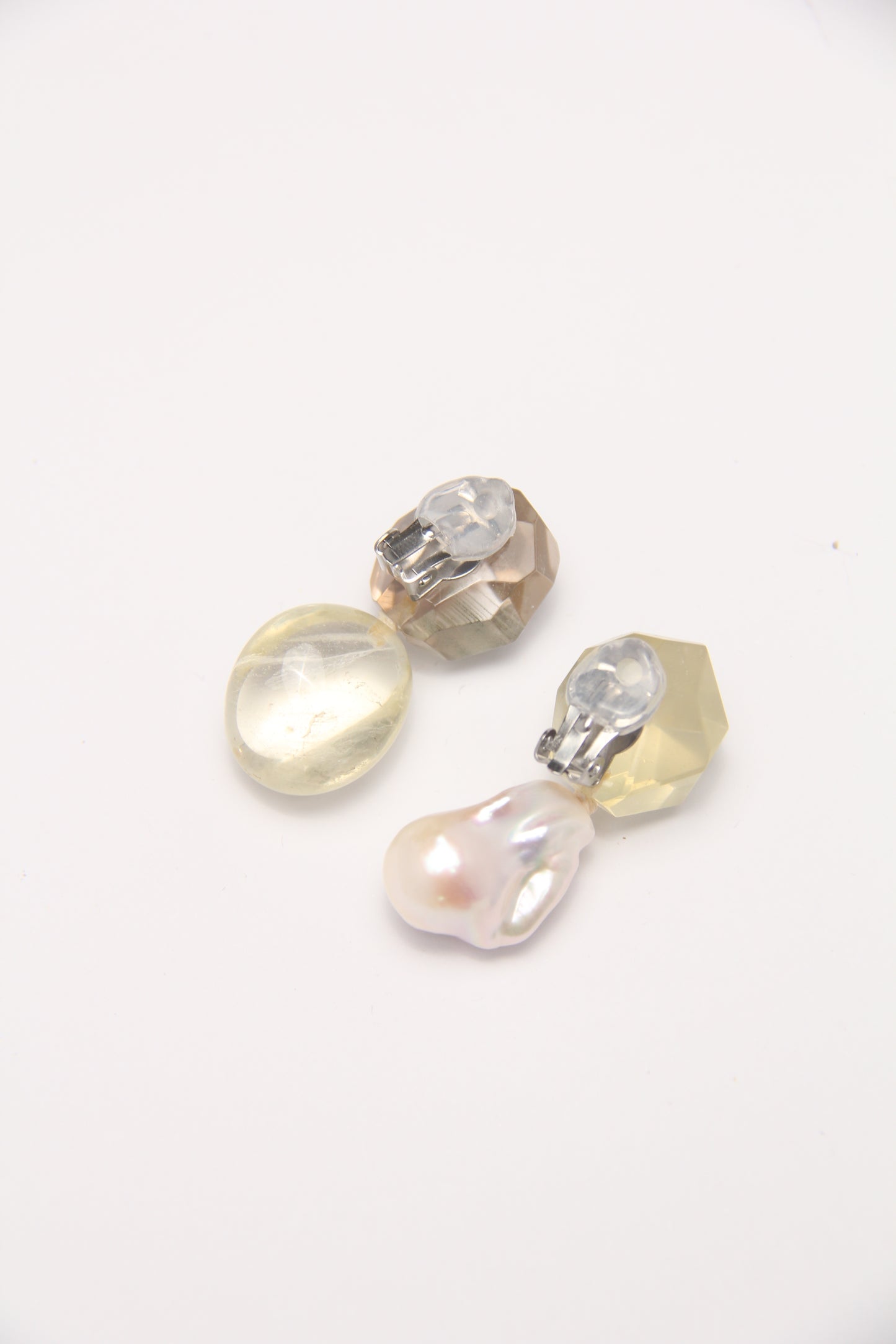 Earrings: citrine, pearls