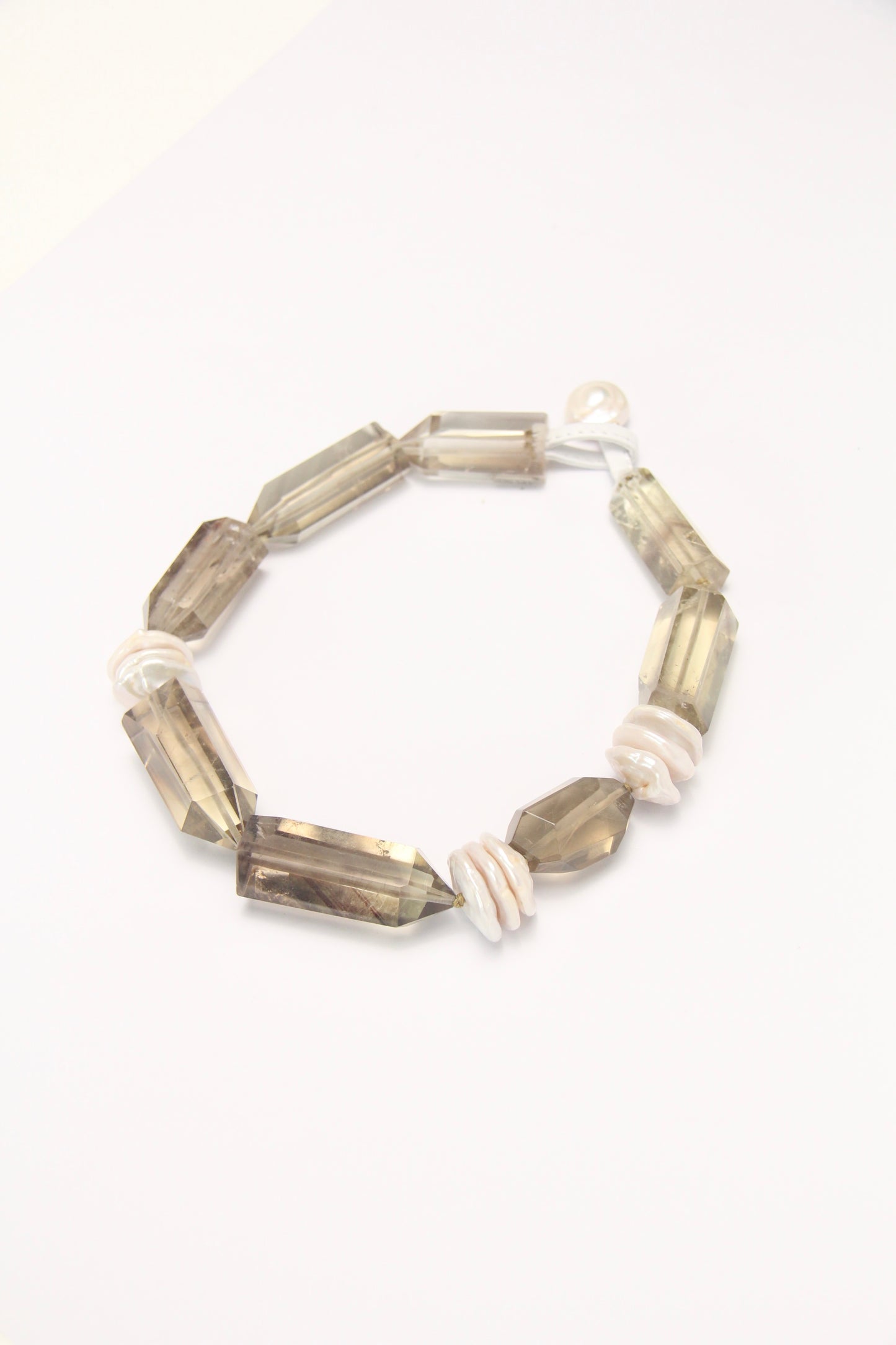 Necklace: citrine, pealrs