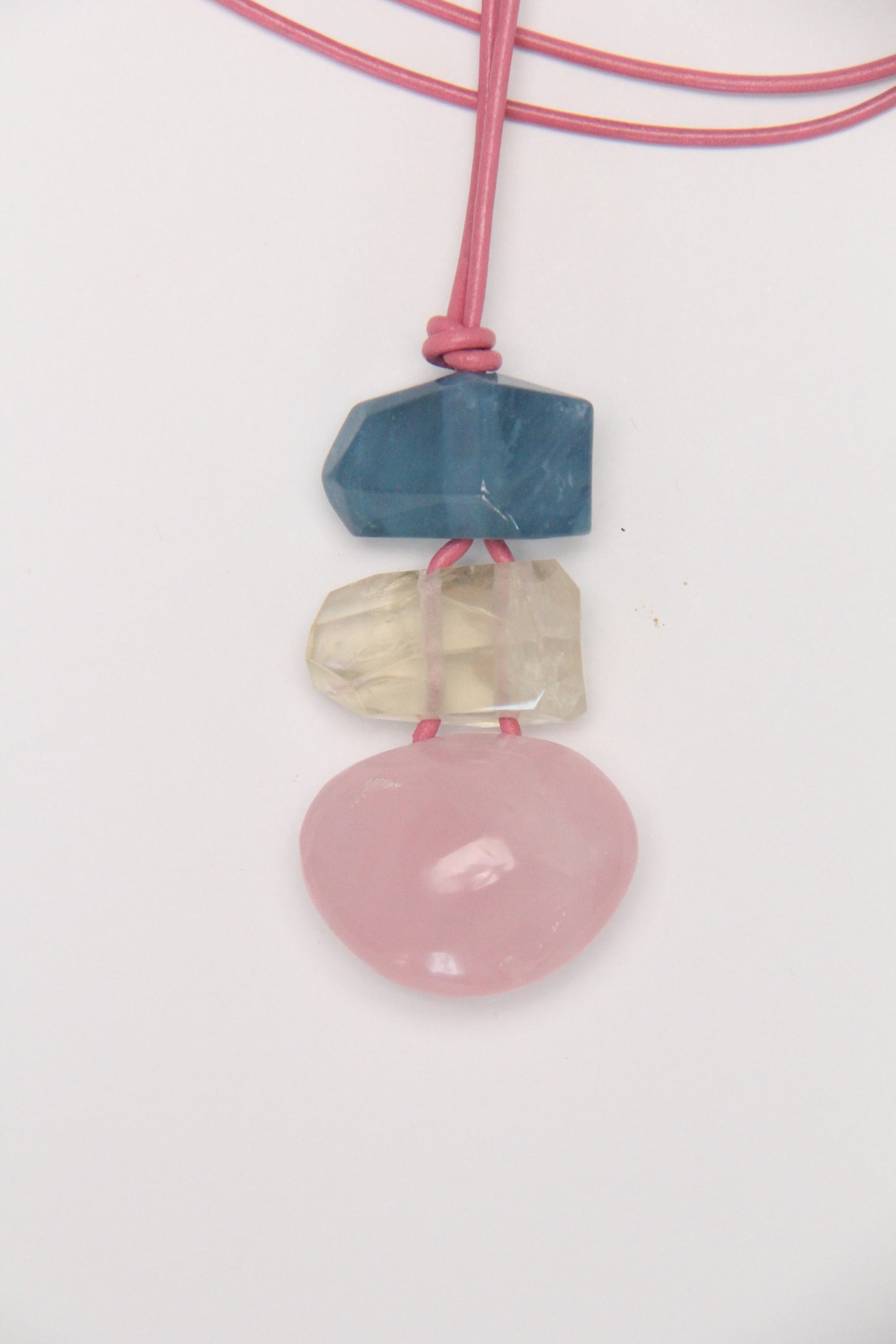 Pendant: aquamarine, citrine, rose quartz