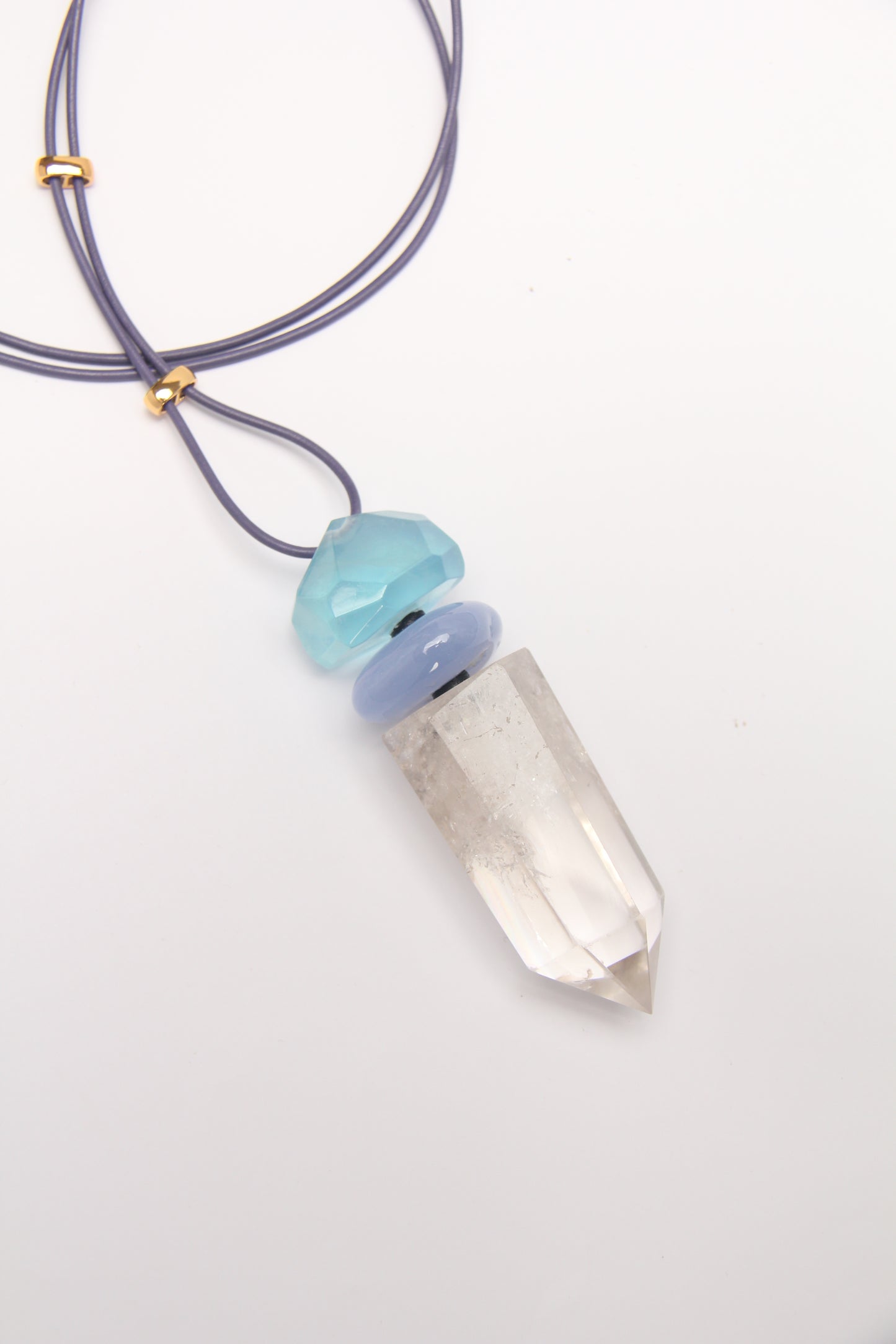 Pendant: aquamarine, blue lace agate, quartz