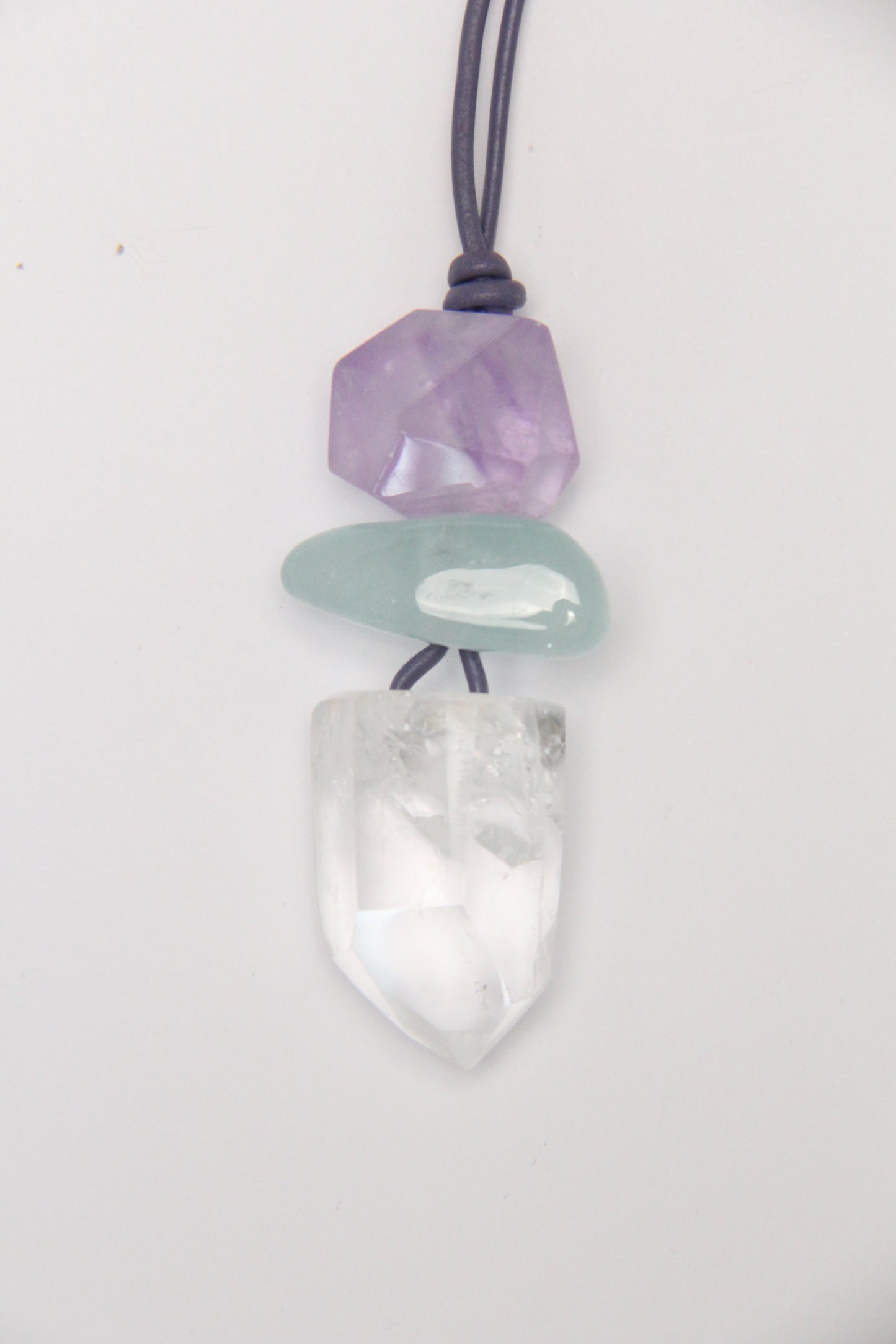 Pendant: amethyst, morganite, quartz