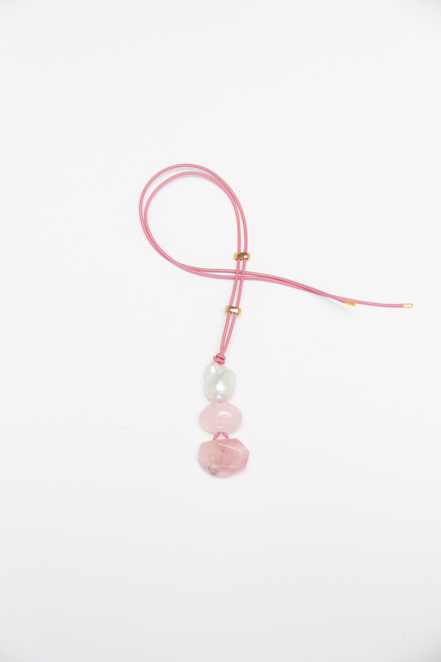 Pendant: pearl, rose quartz, morganite