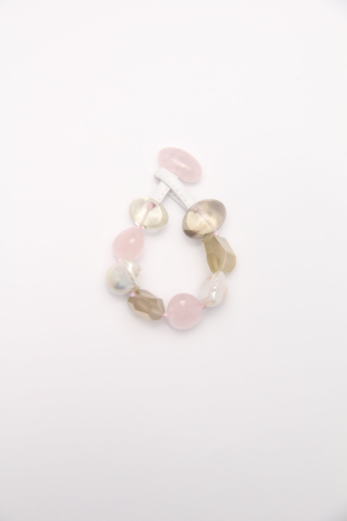 Bracelet: citrine, rose quartz, pearls