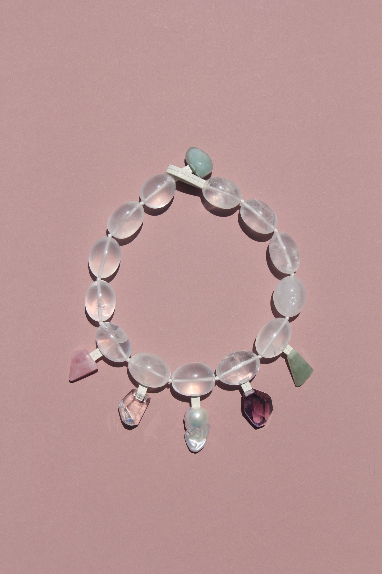 Charms: quartz, morganite, pearl, amethyst