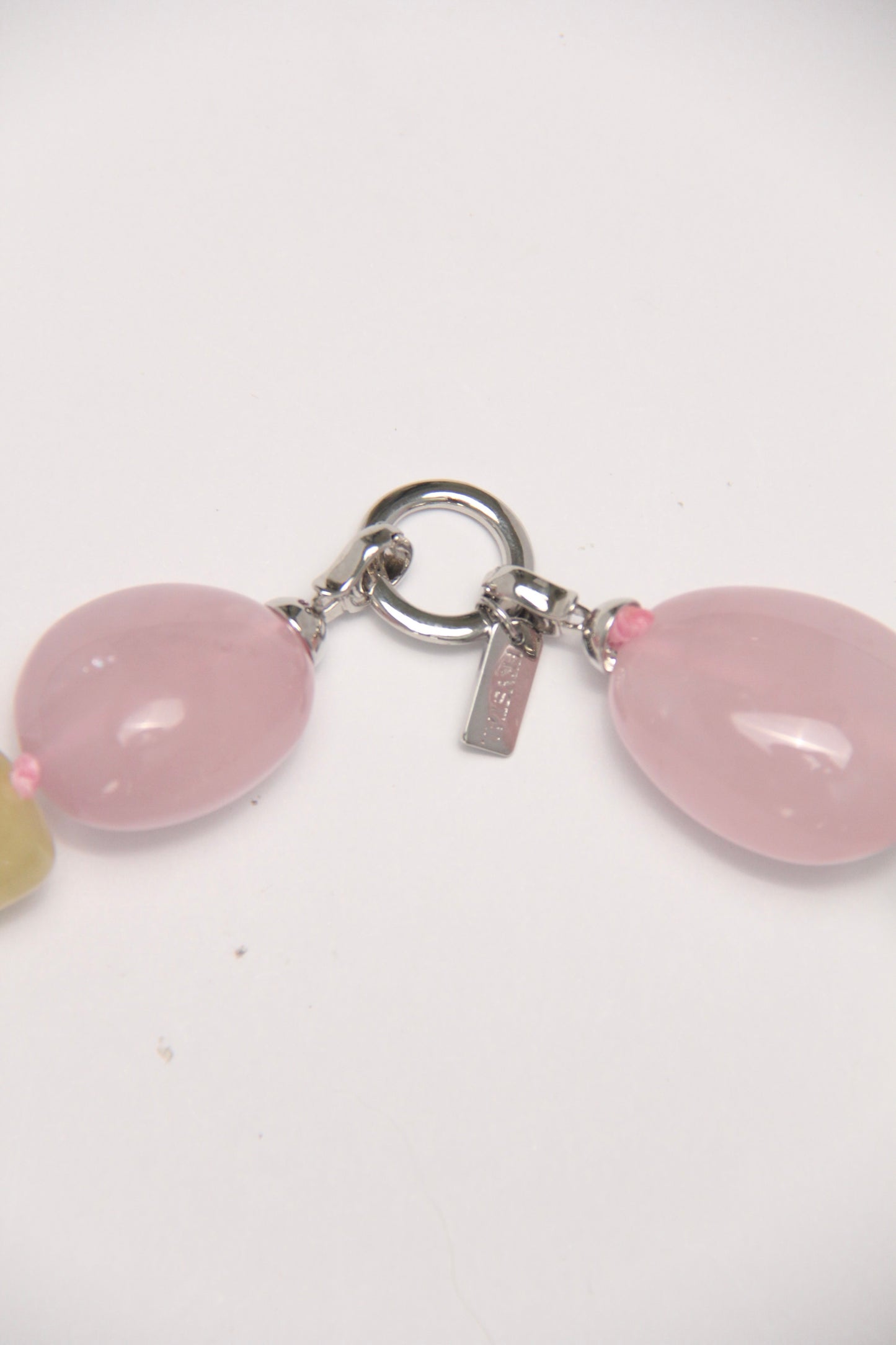 Necklace: rose quartz, aquamarine, pearls, morganite, phantom quartz