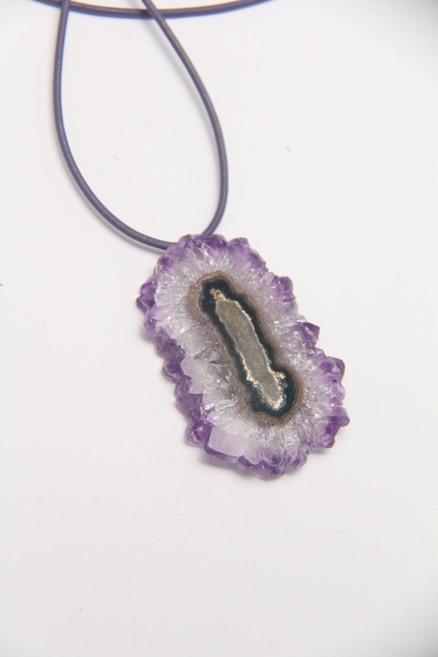 Pendant: Amethyst Stalactite Flower Flat Slice