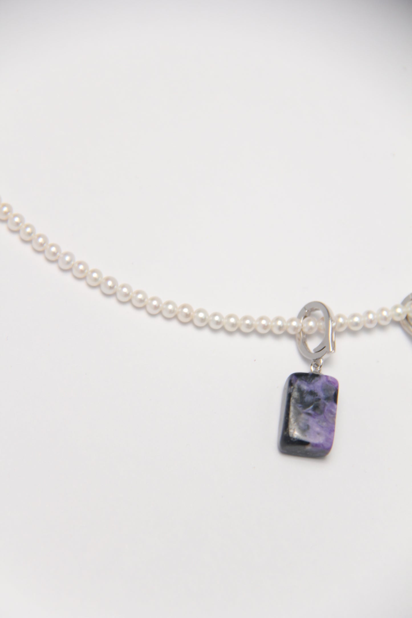 Charms: charoite, amethyst, pearls