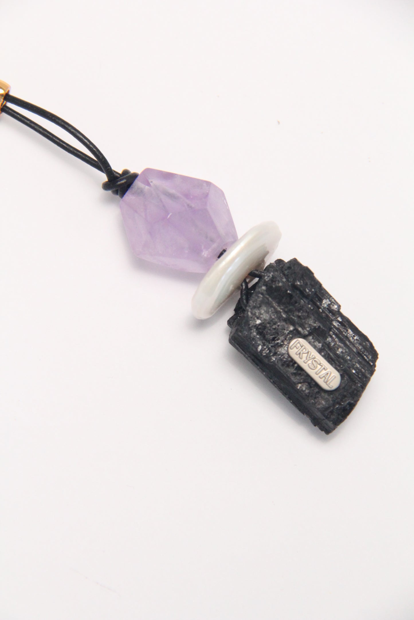 Pendant: amethyst, pearl, black tourmaline