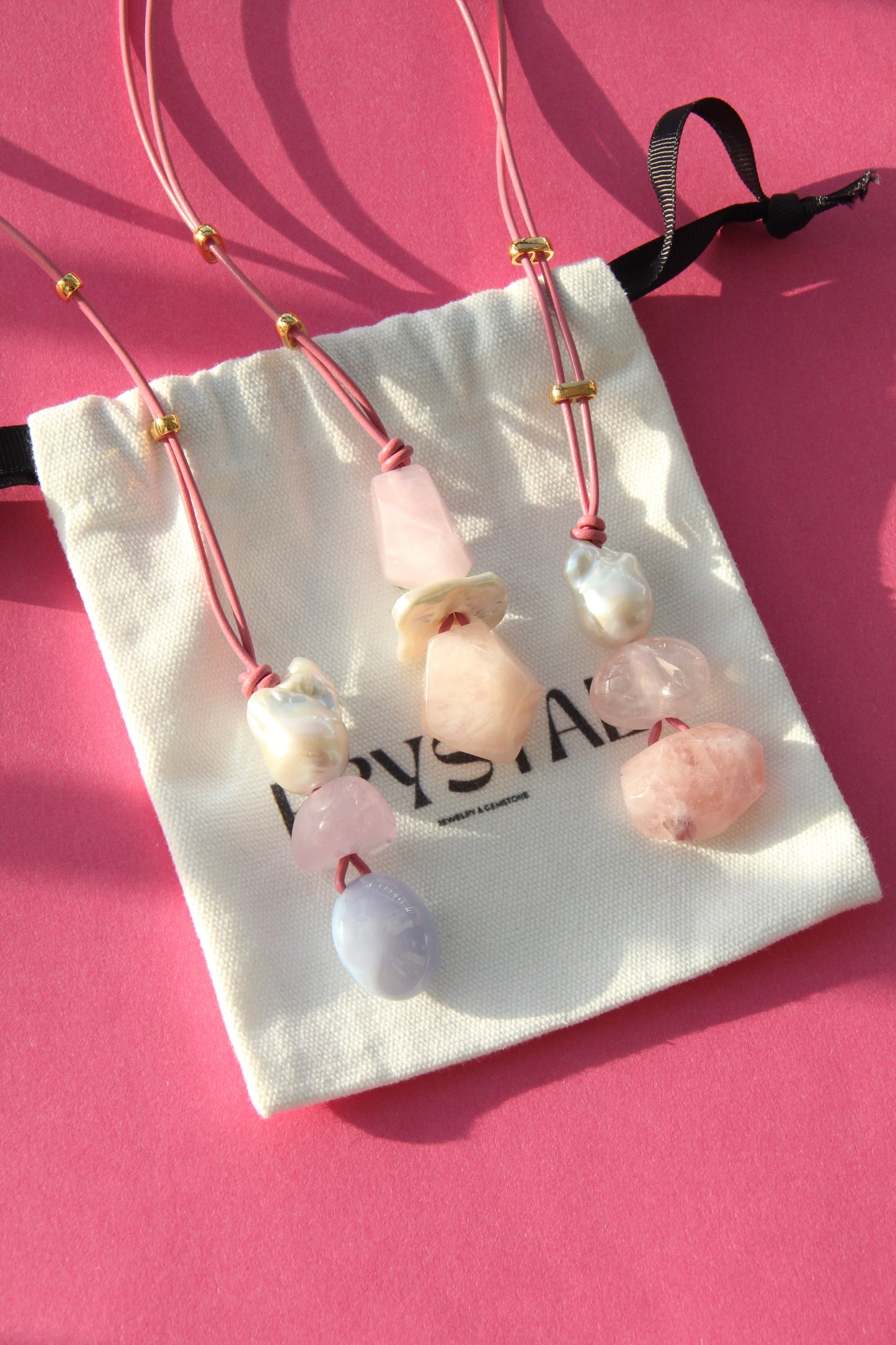 Pendant: morganite, pearl