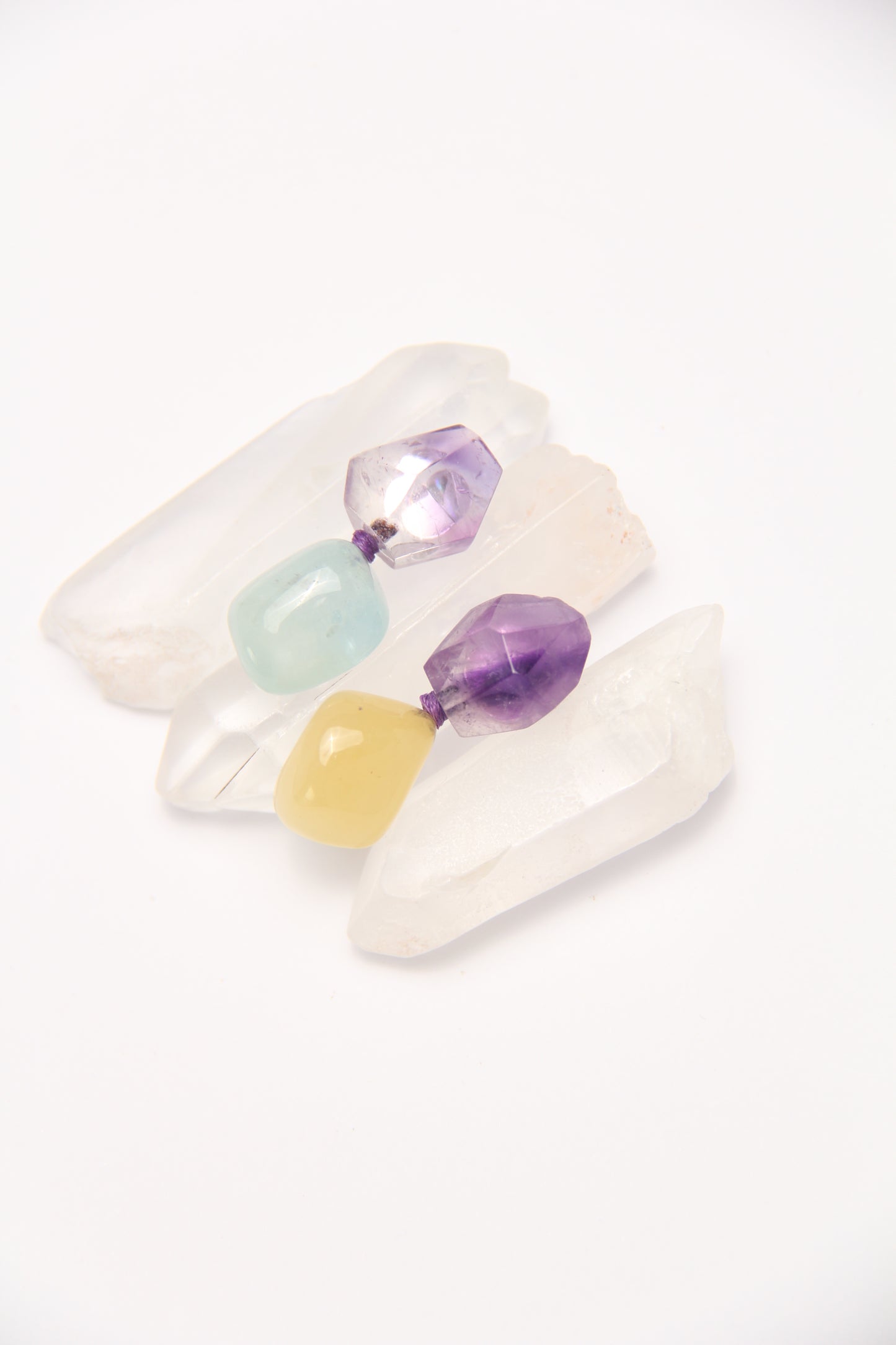 Earrings: amethyst, morganite