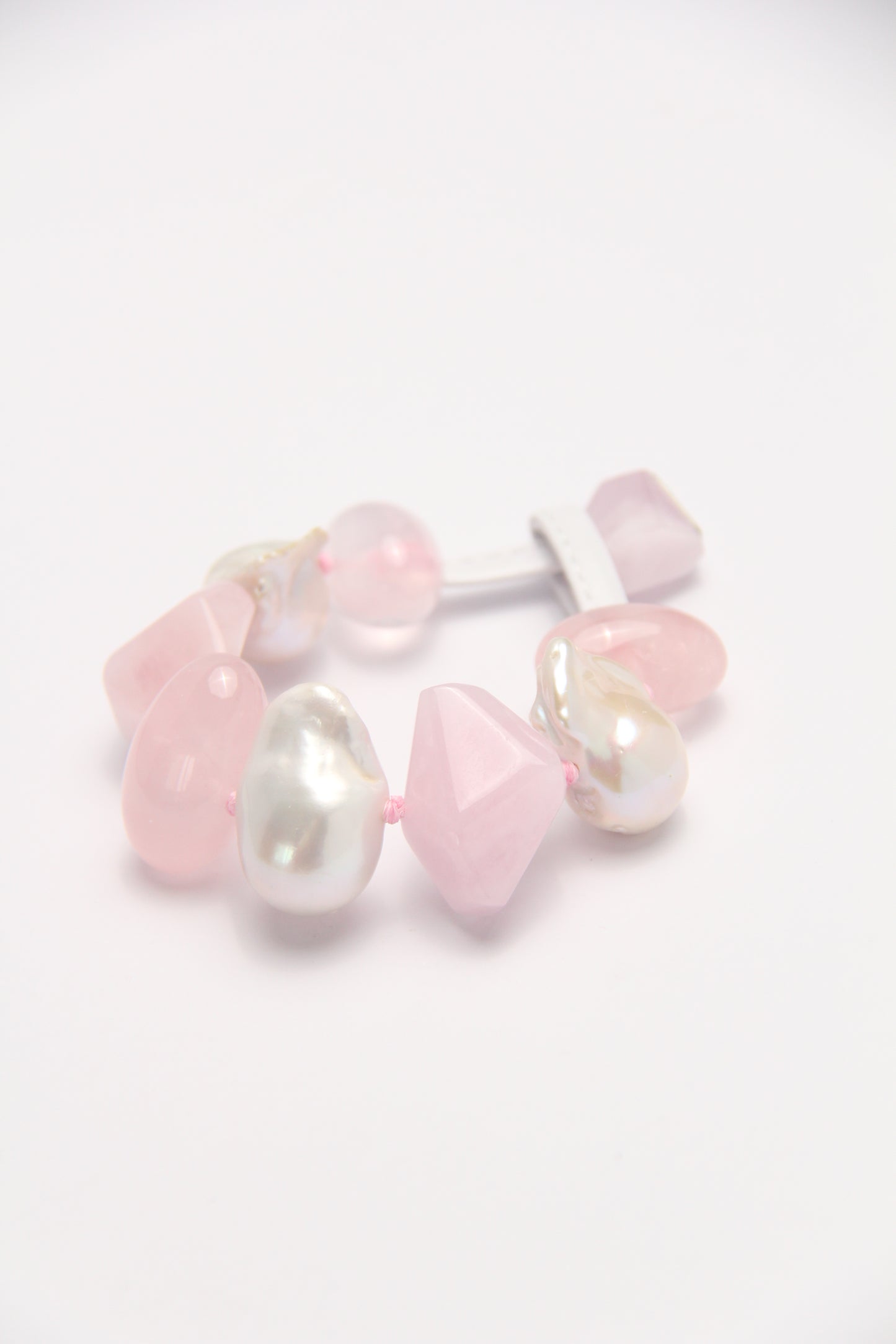 Bracelet: rose quartz, morganite, pearls