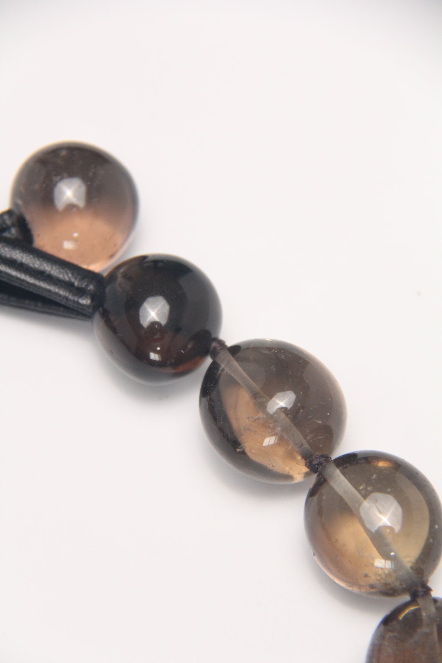 Necklace: smoky quartz, titanium magnet, pearls