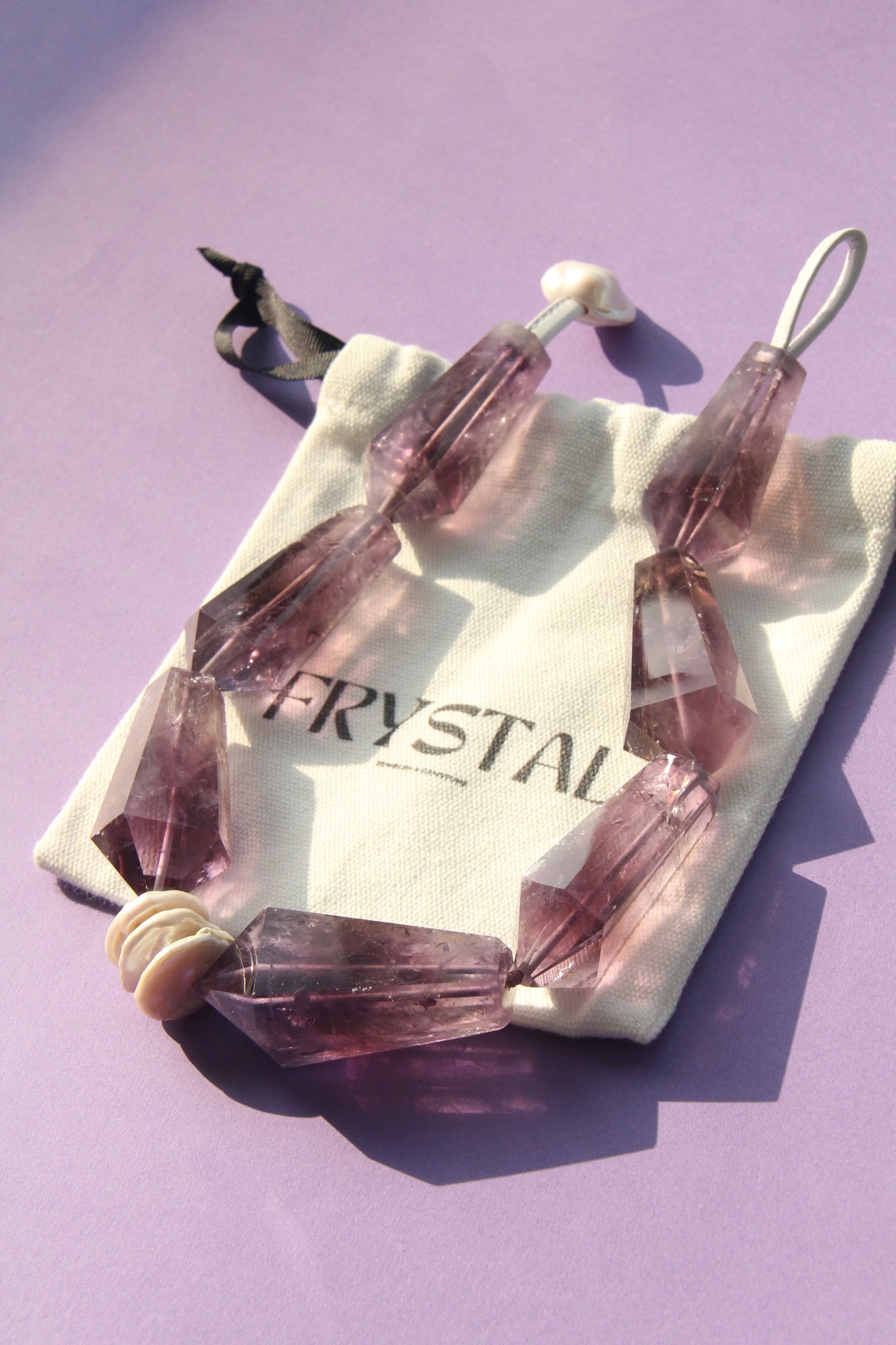 Necklace: amethyst, pearls