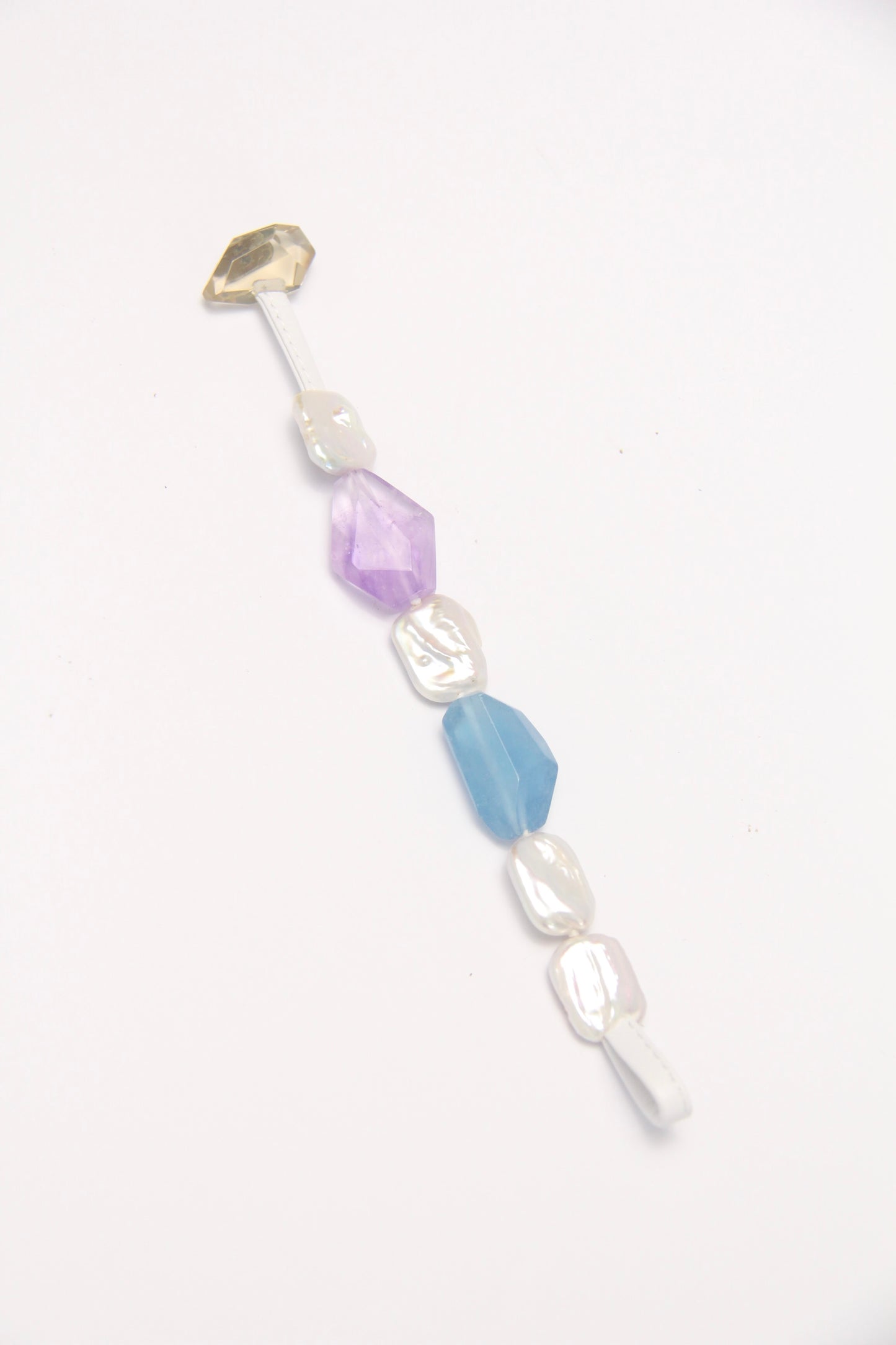 Bracelet: aquamarine, amethyst, citrine, pearls