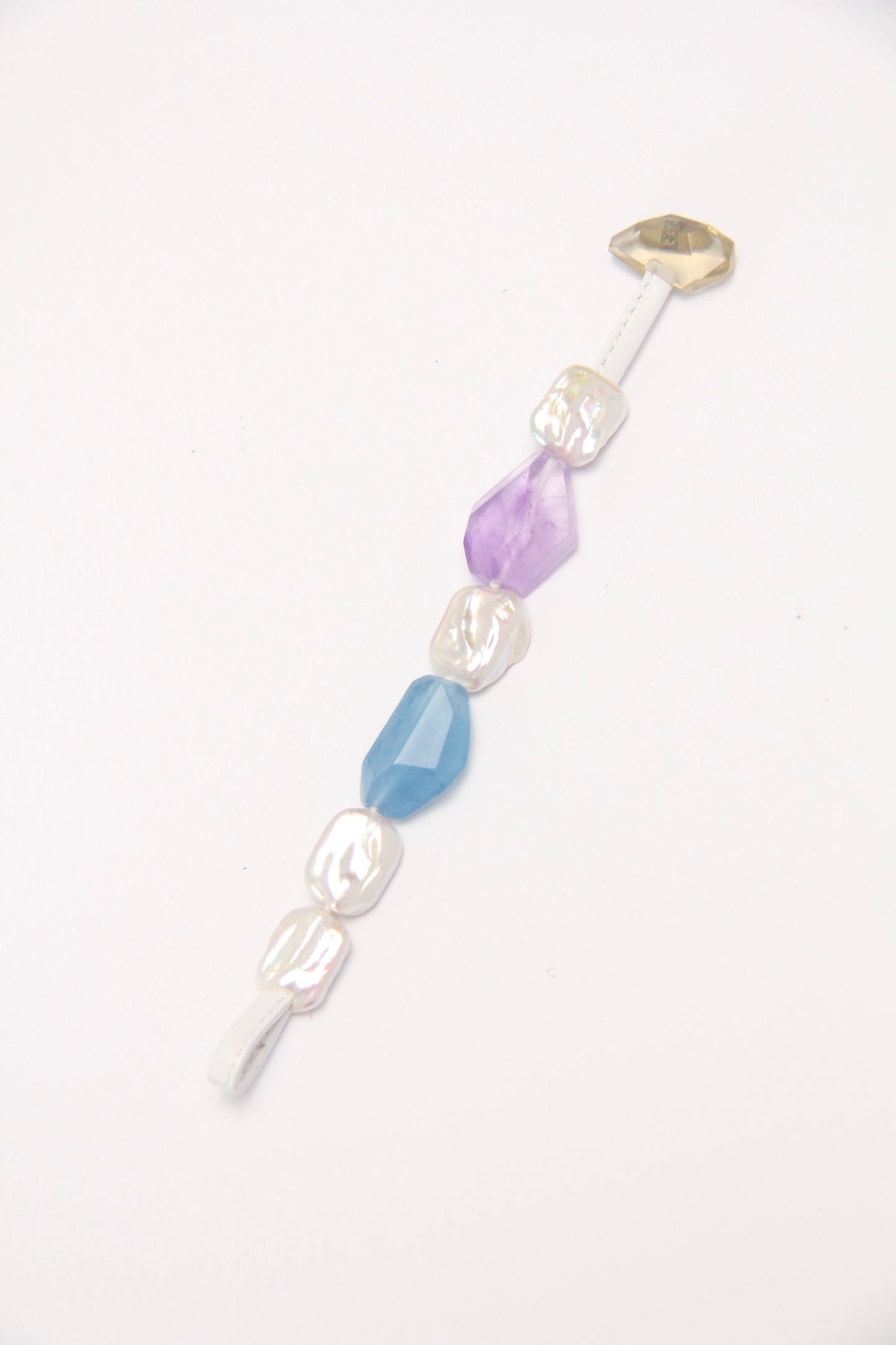 Bracelet: aquamarine, amethyst, citrine, pearls