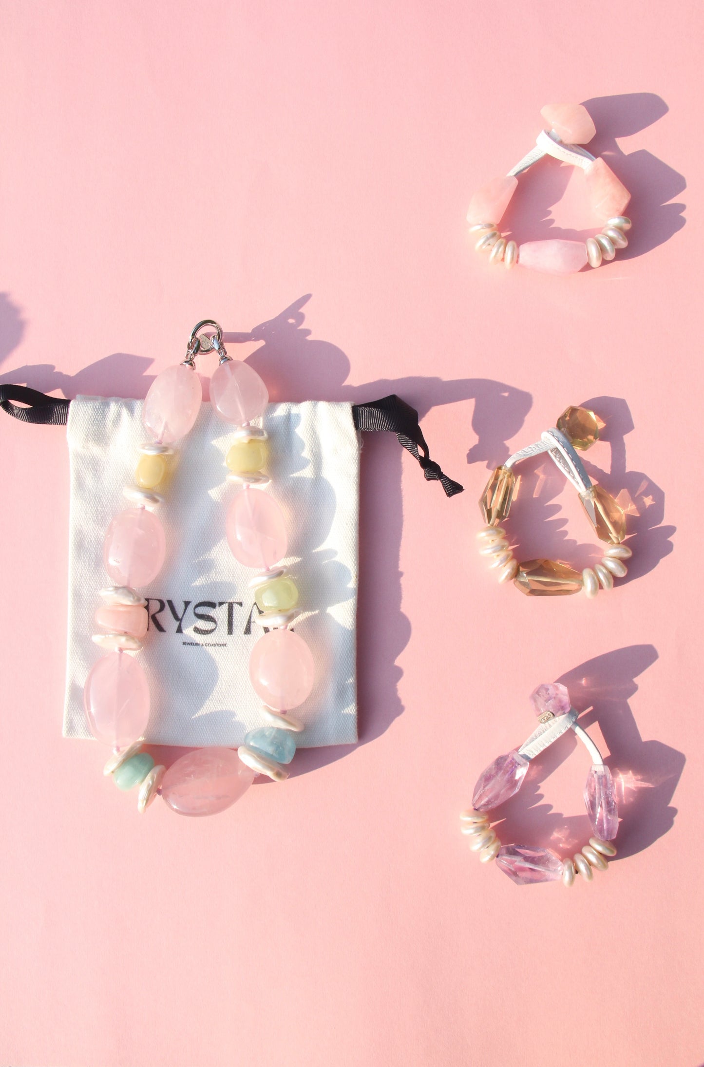 Bracelet: amethyst, pearls