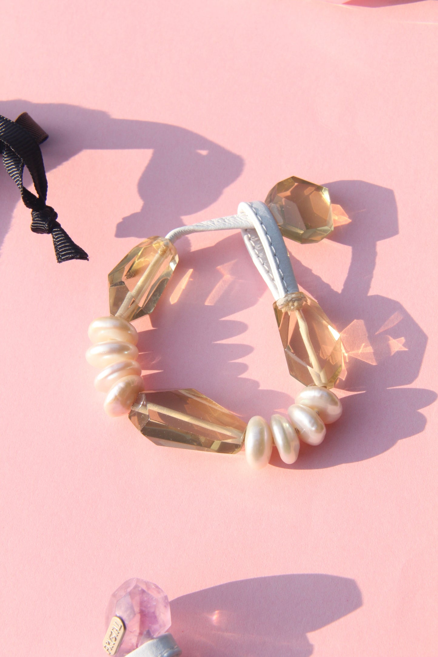 Bracelet: citrine, pearls