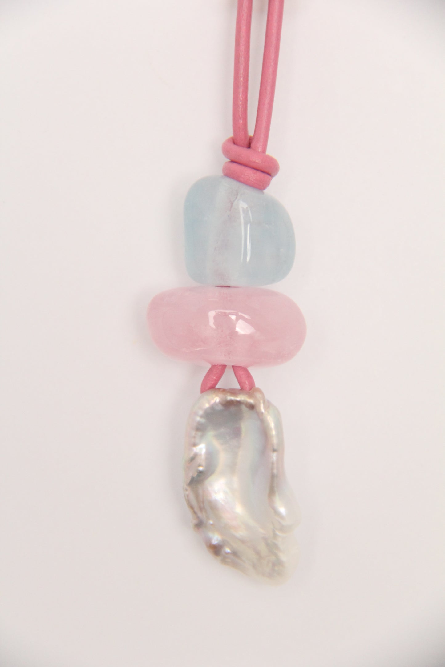 Pendant: morganite, pearl