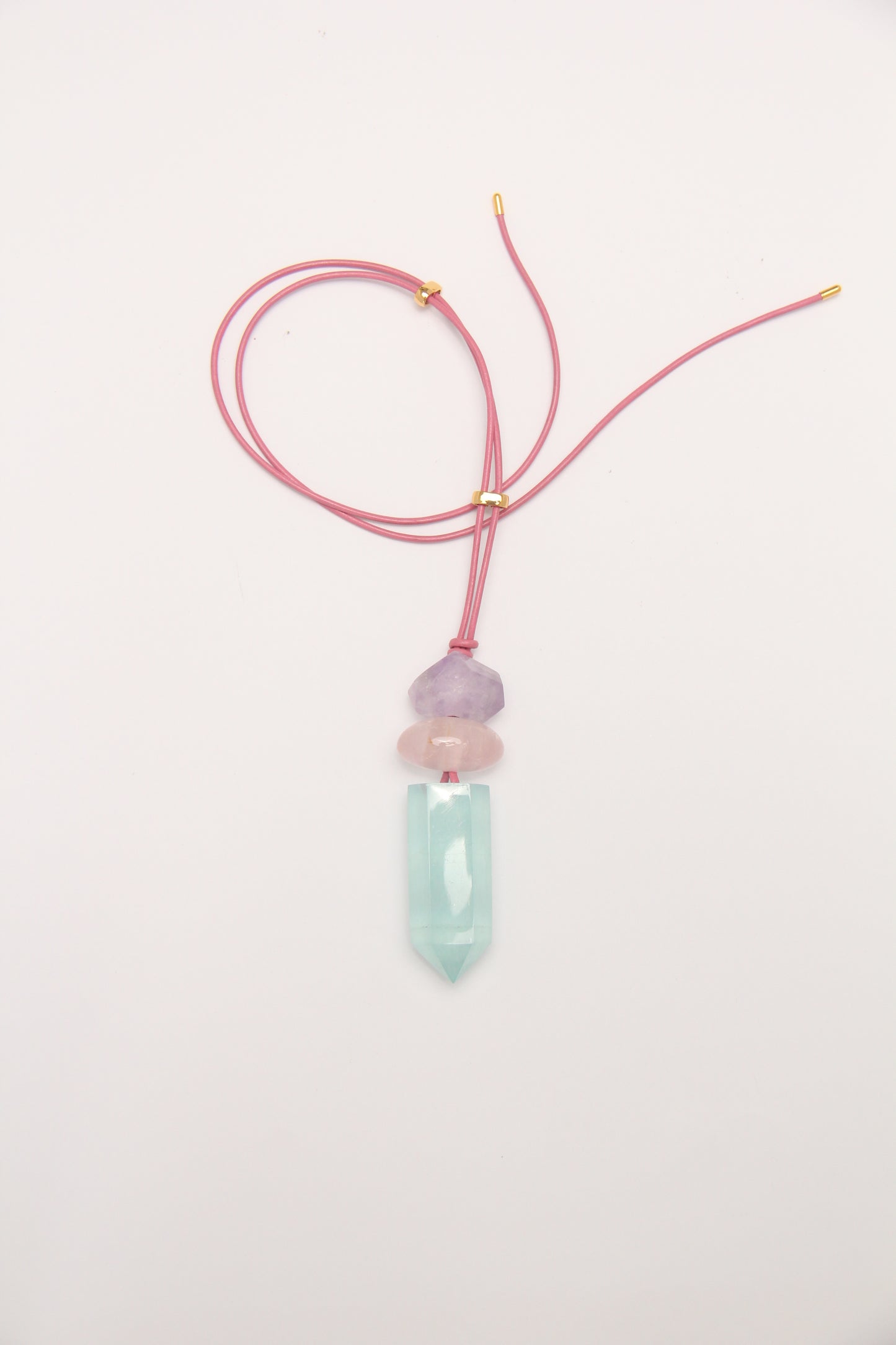 Pendant: amethyst, rose quartz, aquamarine