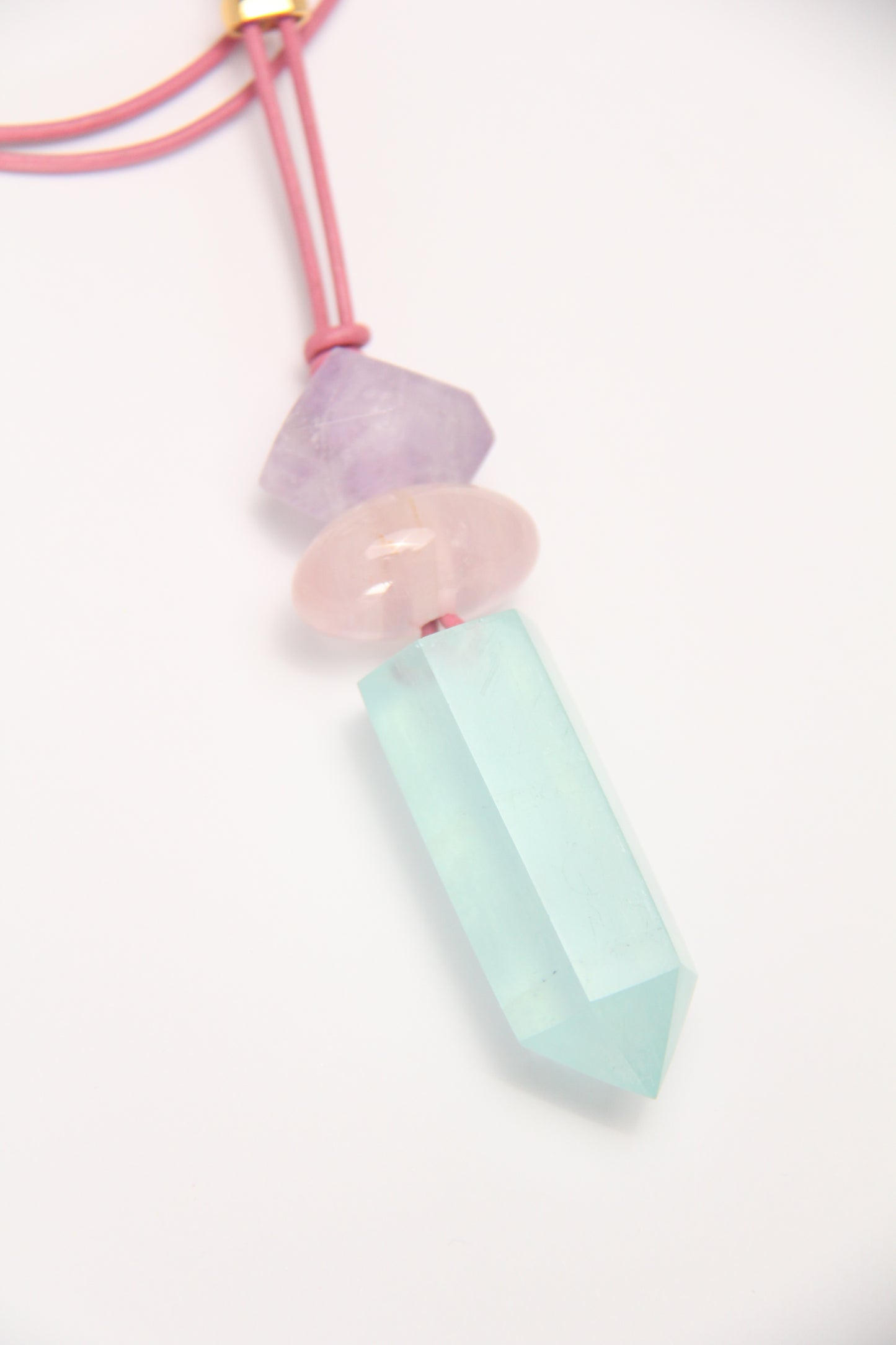 Pendant: amethyst, rose quartz, aquamarine
