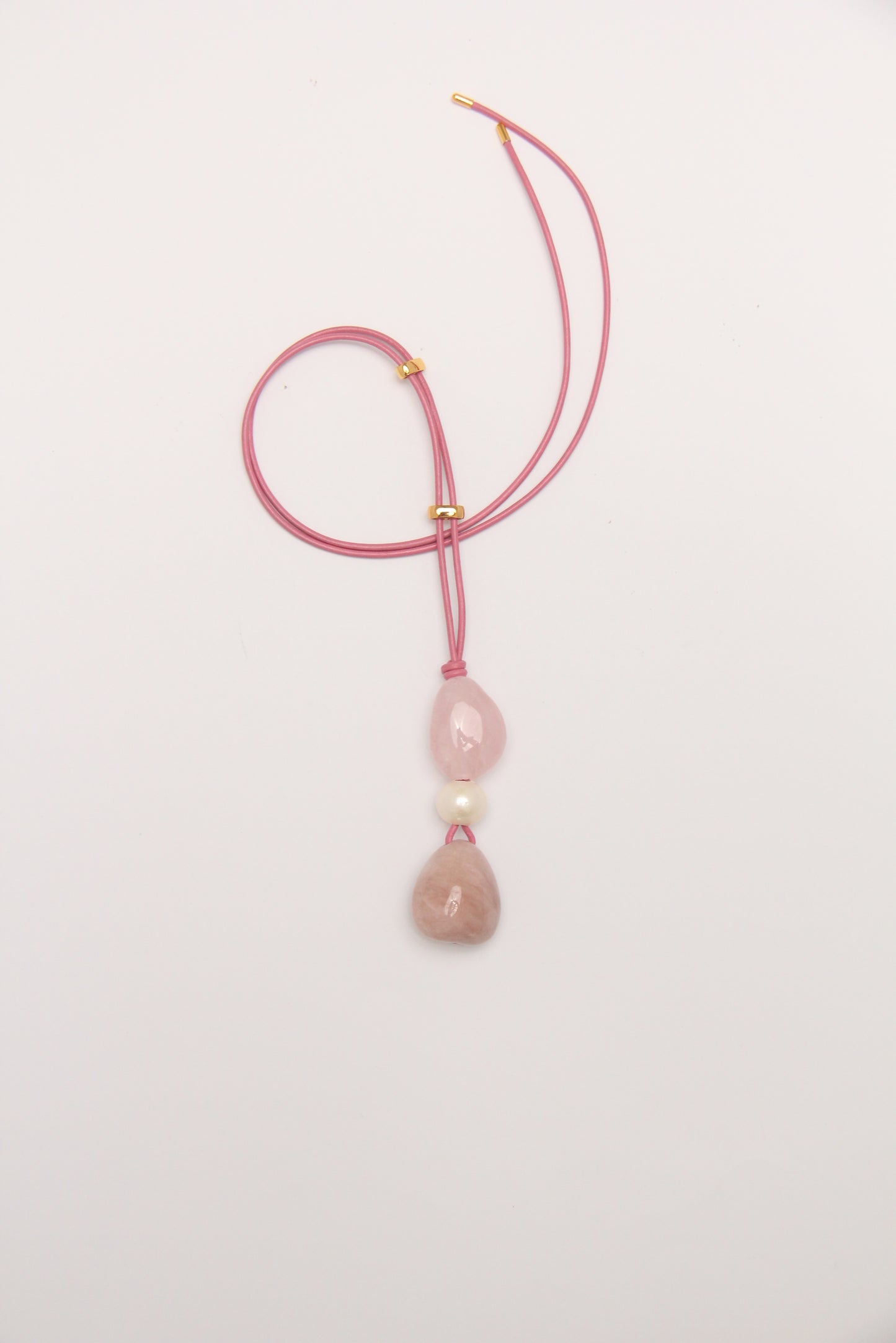 Pendant: rose quartz, pearl, morganite