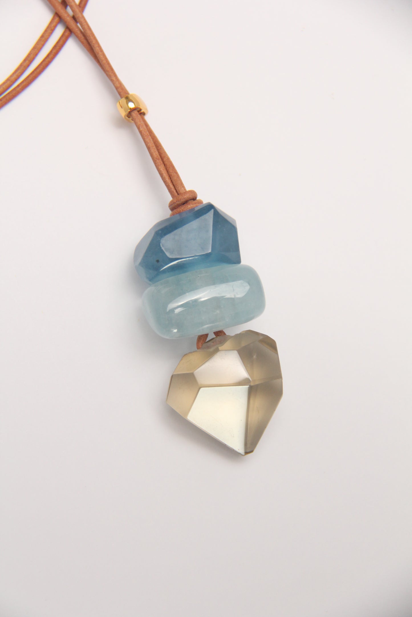 Pendant: aquamarine, morganite, citrine