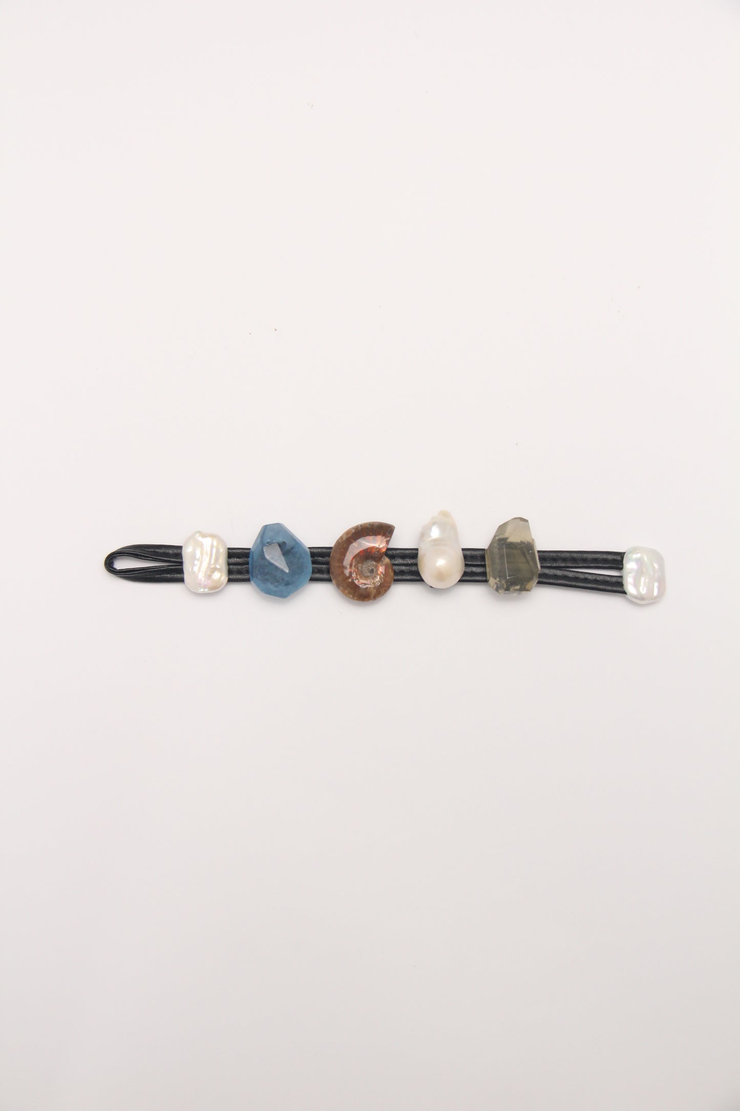 Bracelet: aquamarine, ammonite, pearl, citrine