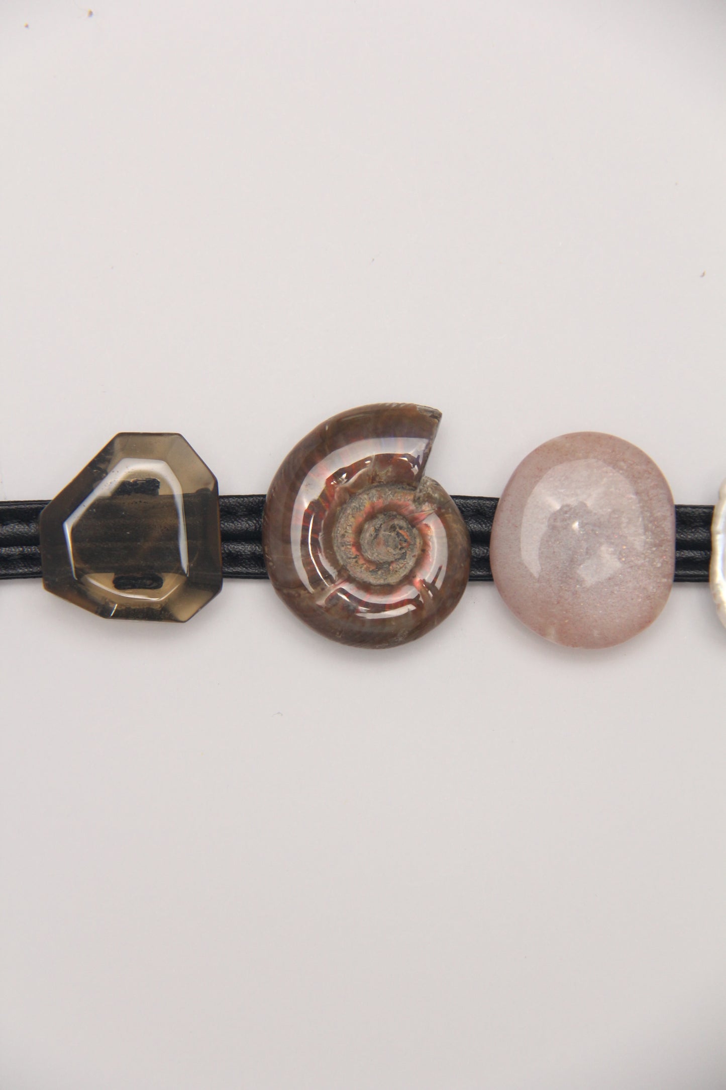 Bracelet: citrine, ammonite, sunstone, pearl
