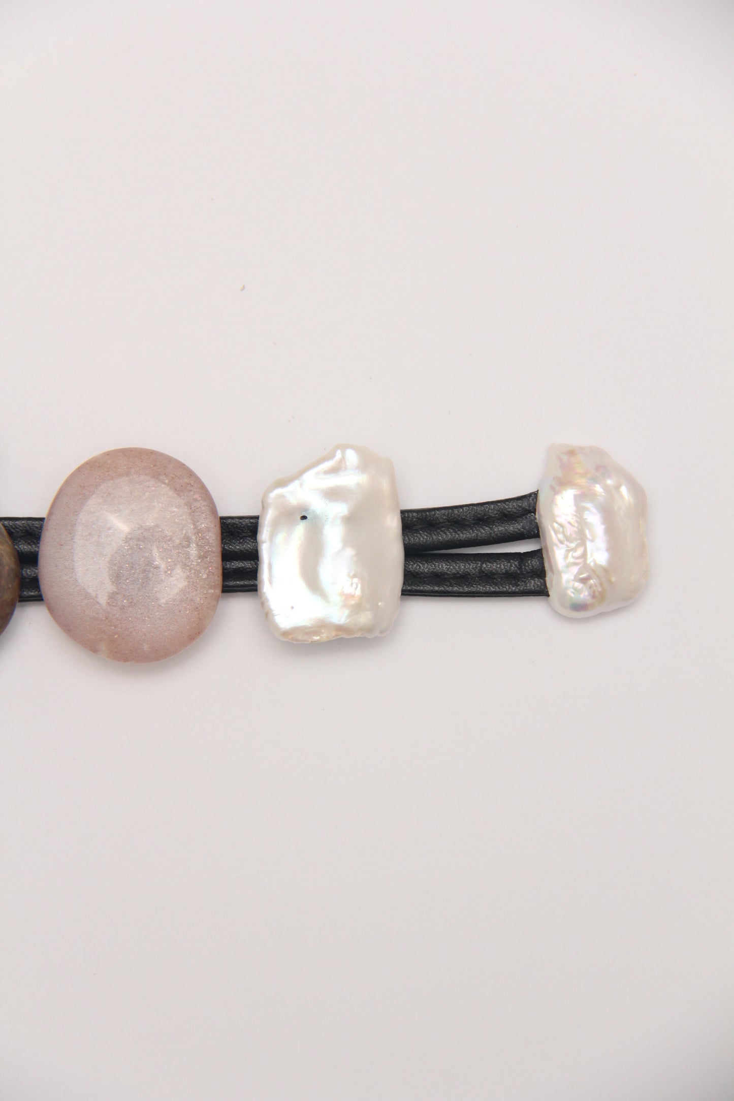 Bracelet: citrine, ammonite, sunstone, pearl