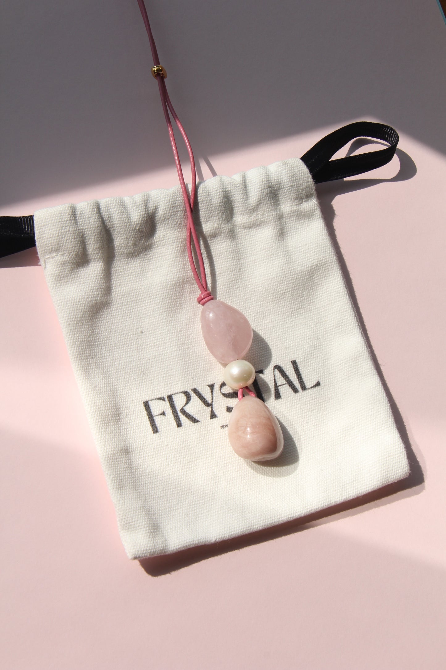 Pendant: rose quartz, pearl, morganite