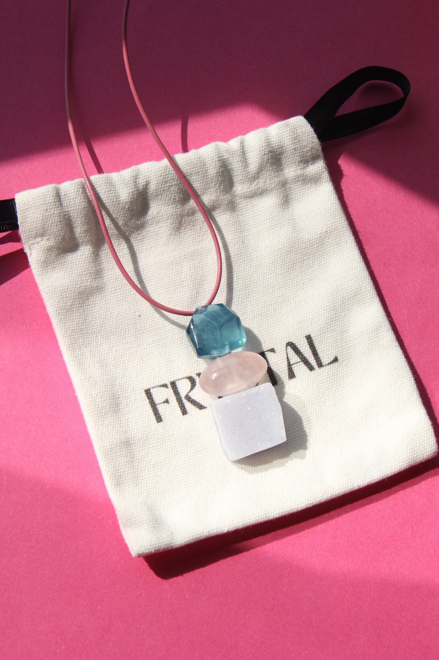 Pendant: aquamarine, rose quartz, blue lace agate