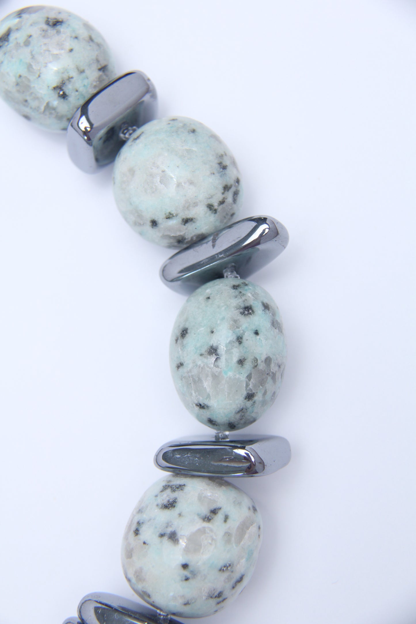 Necklace: kiwi jasper stone, titanium magnet