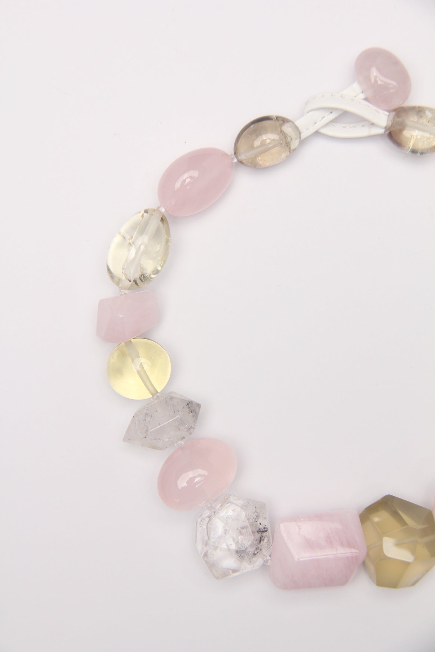 Necklace: rose quartz, citrine, herkimer diamond, morganite