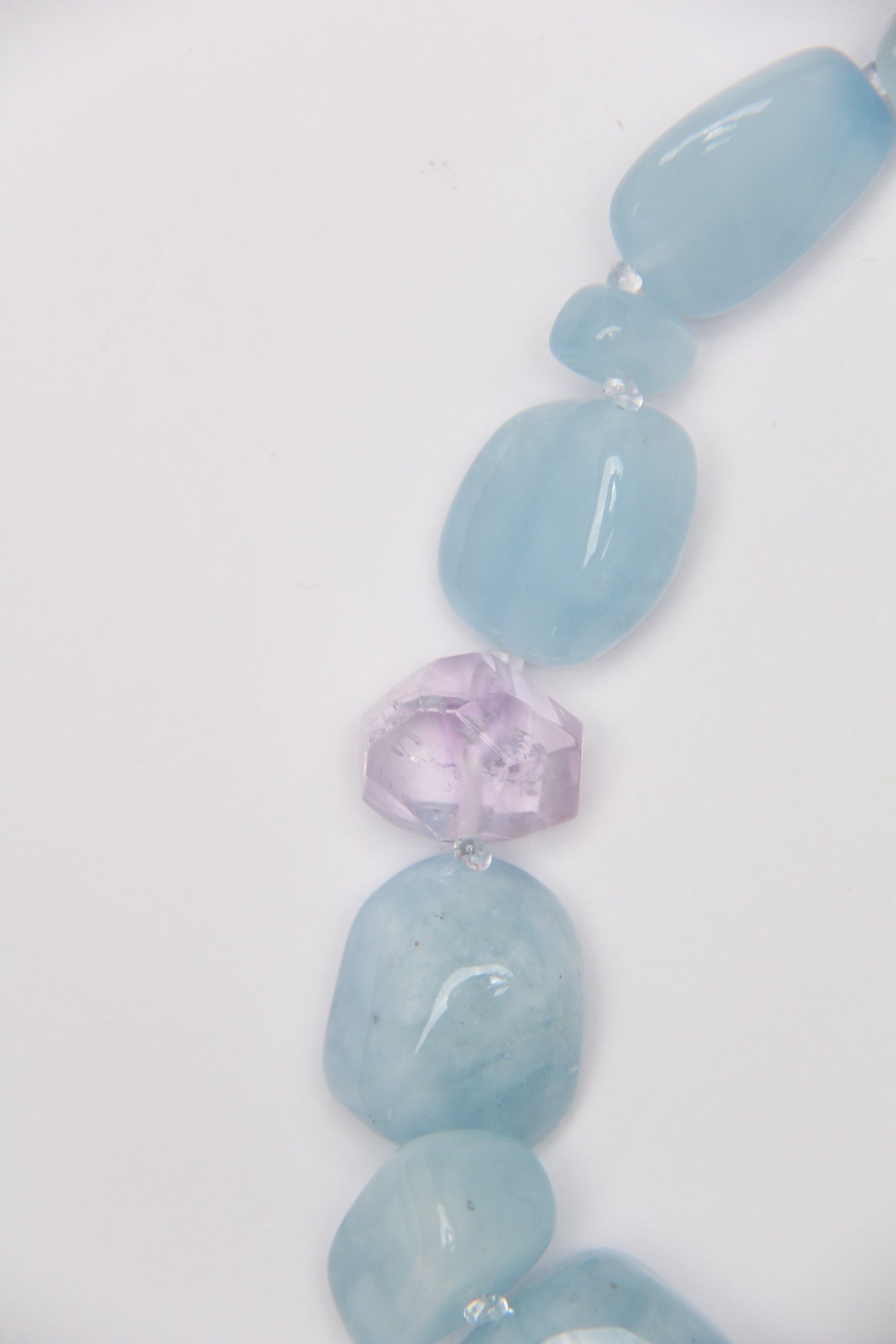 Necklace: morganite, amethyst