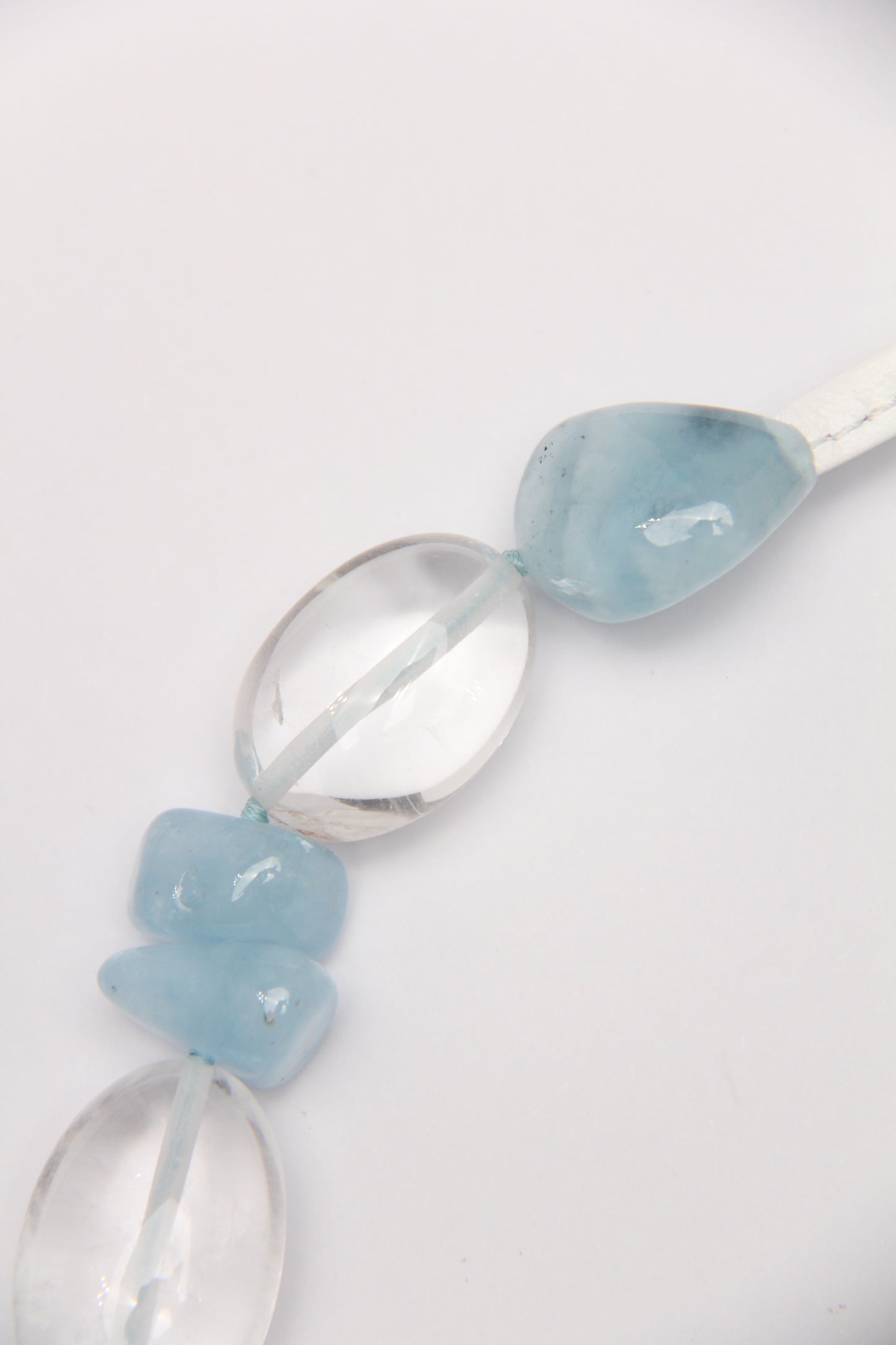 Necklace: blue apatite, morganite, quartz