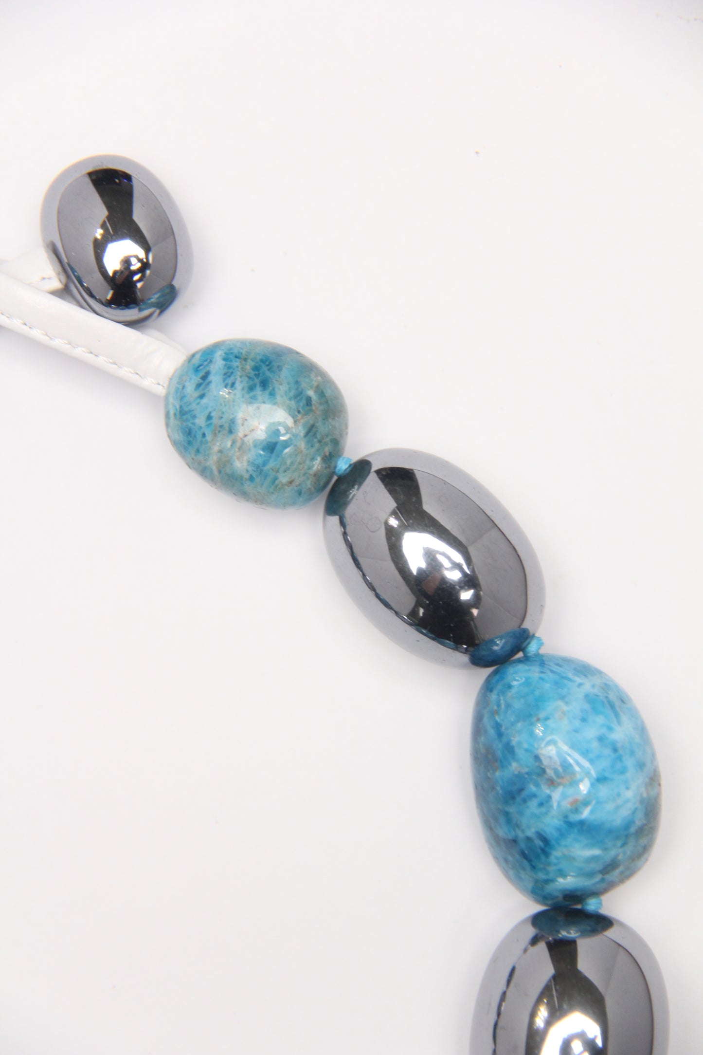 Necklace: blue apatite, titanium magnet