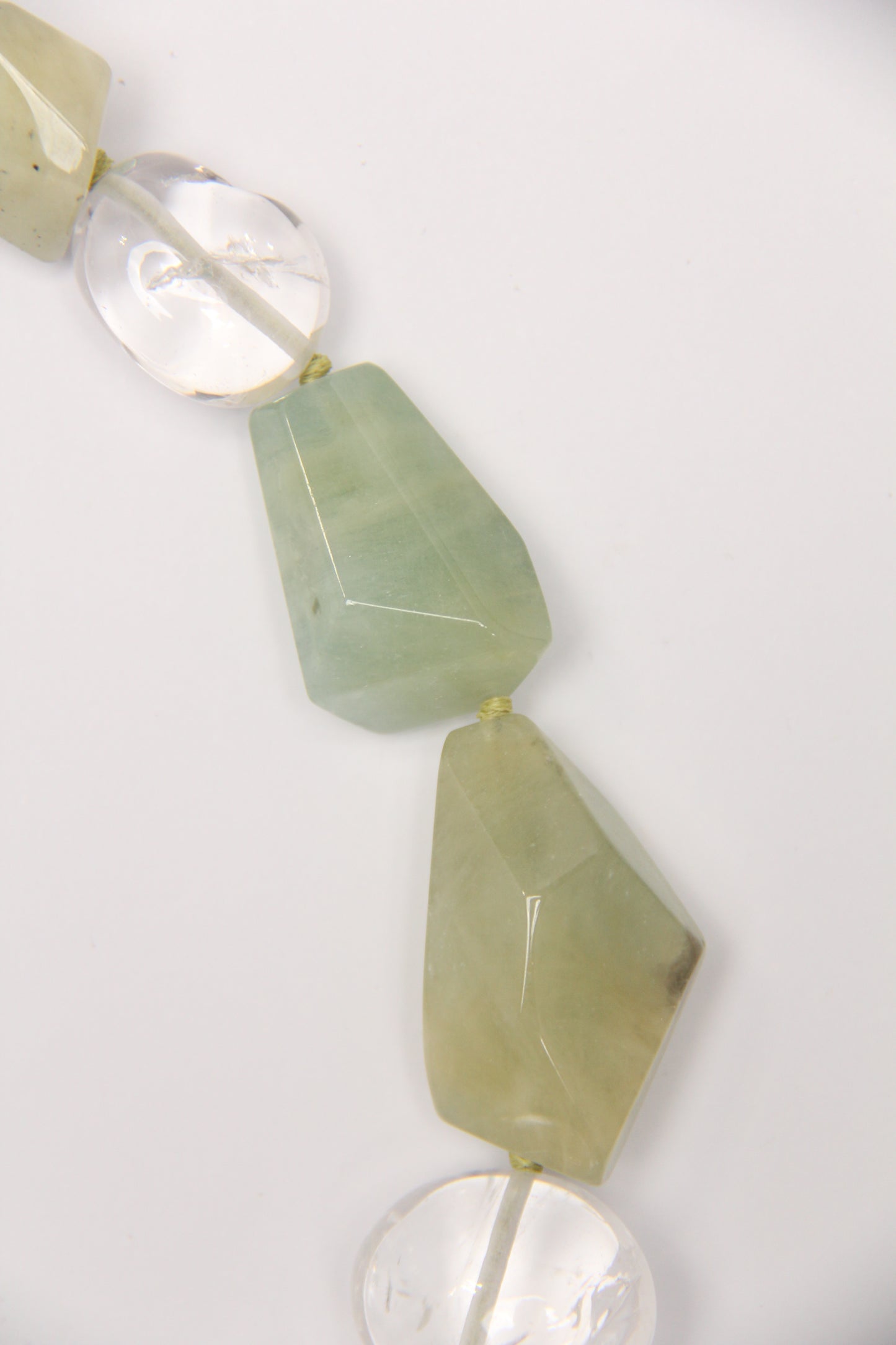 Necklace: morganite, quartz