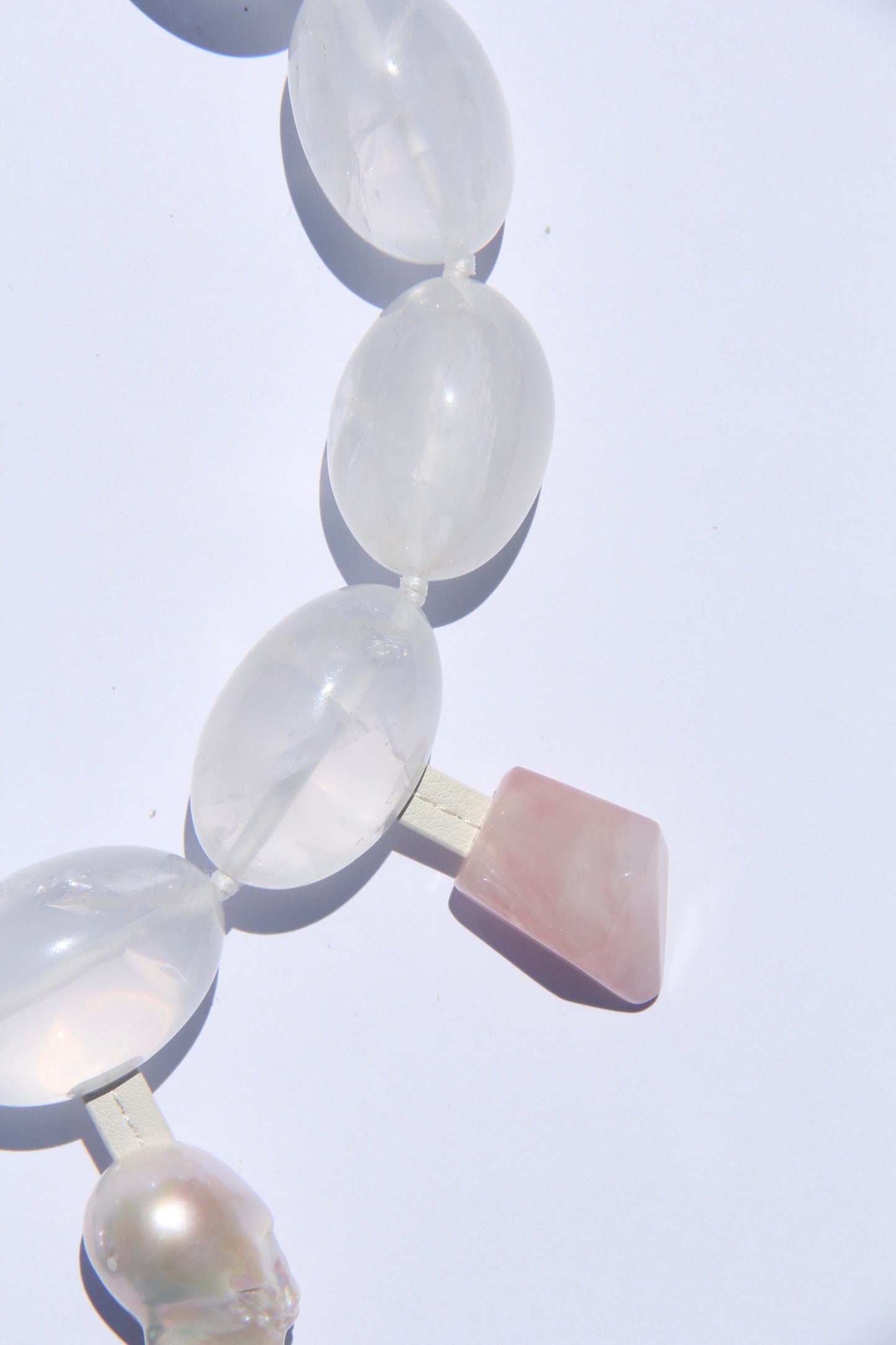 Charms: quartz, morganite, amethyst, pearl