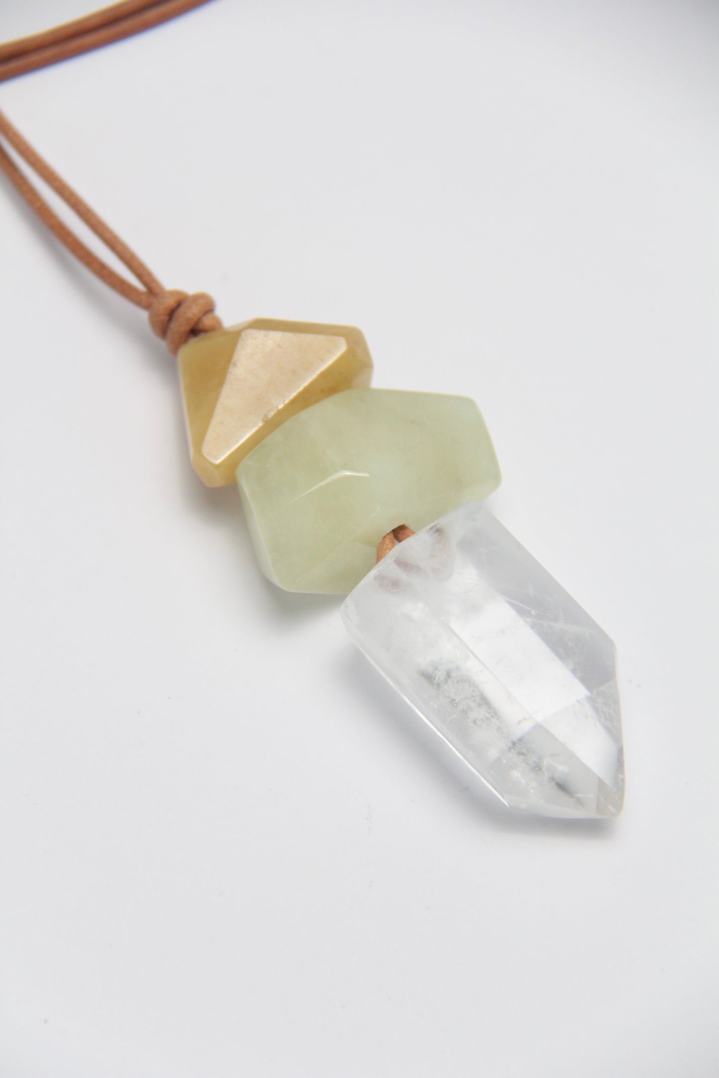 Pendant: morganite, quartz