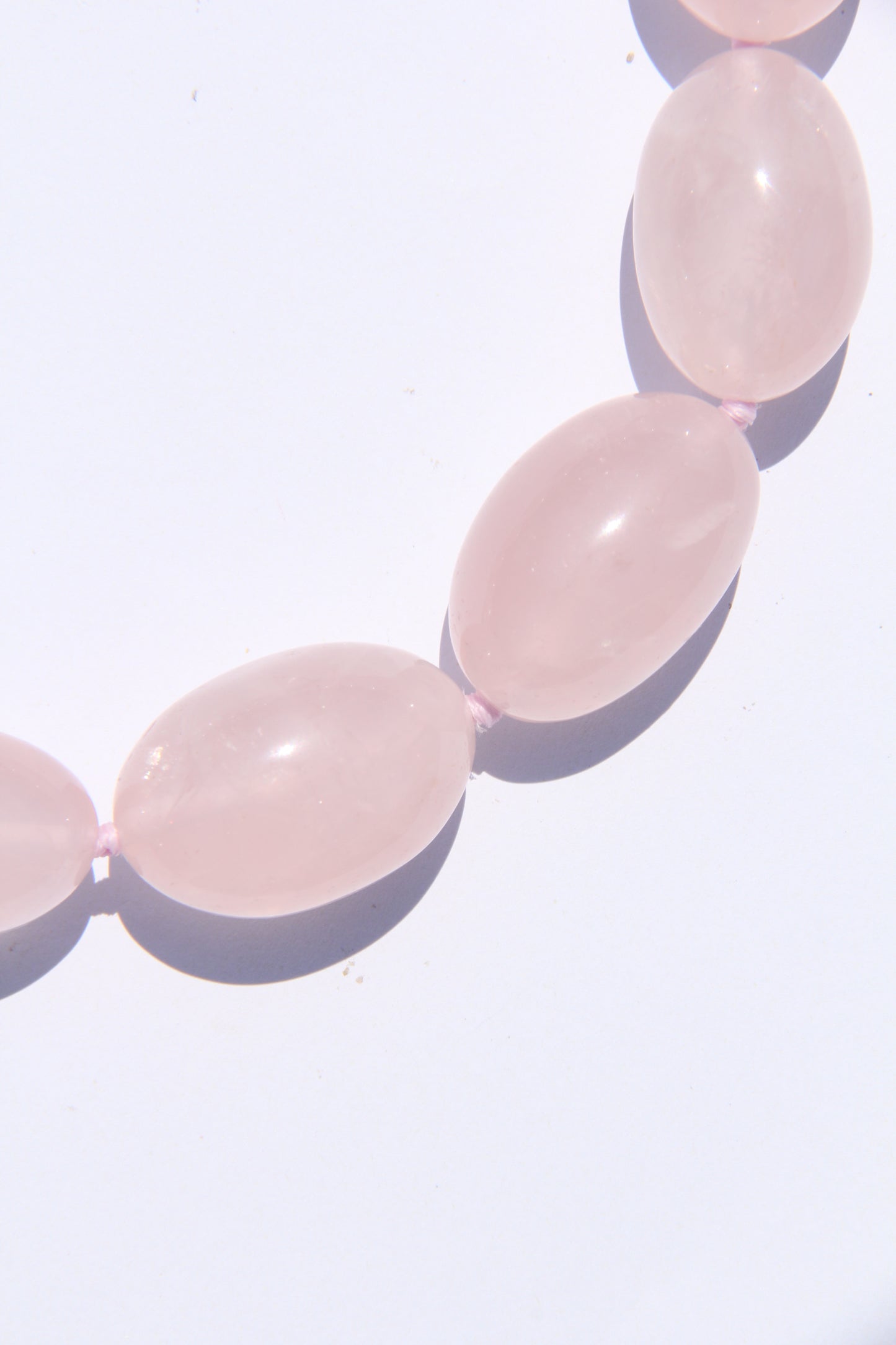 Necklace: rose quartz, pearls