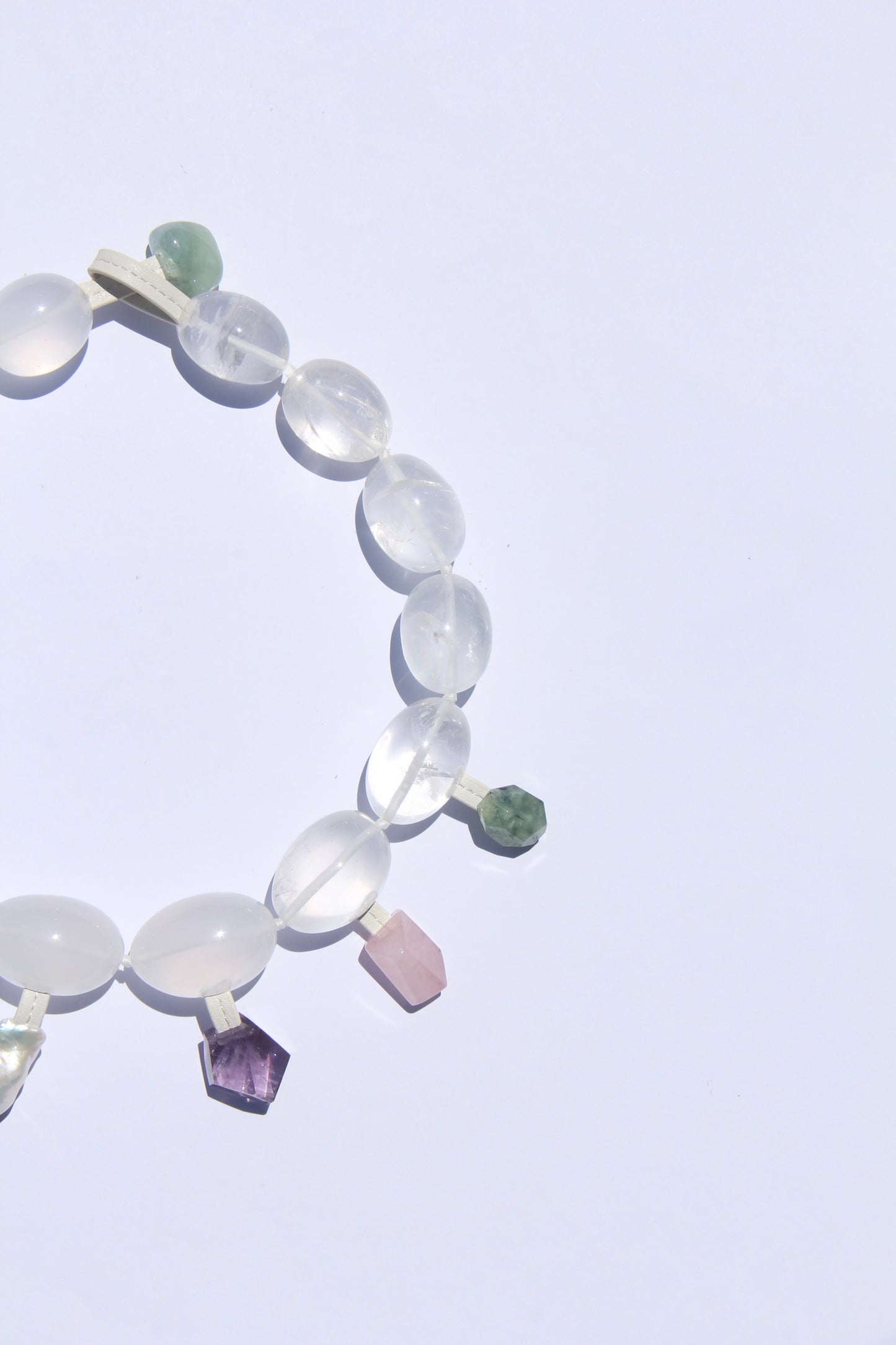 Charms: quartz, morganite, pearl, amethyst