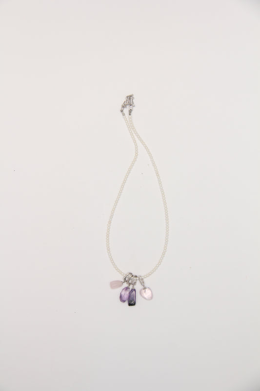 Charms: morganite,charoite, amethyst