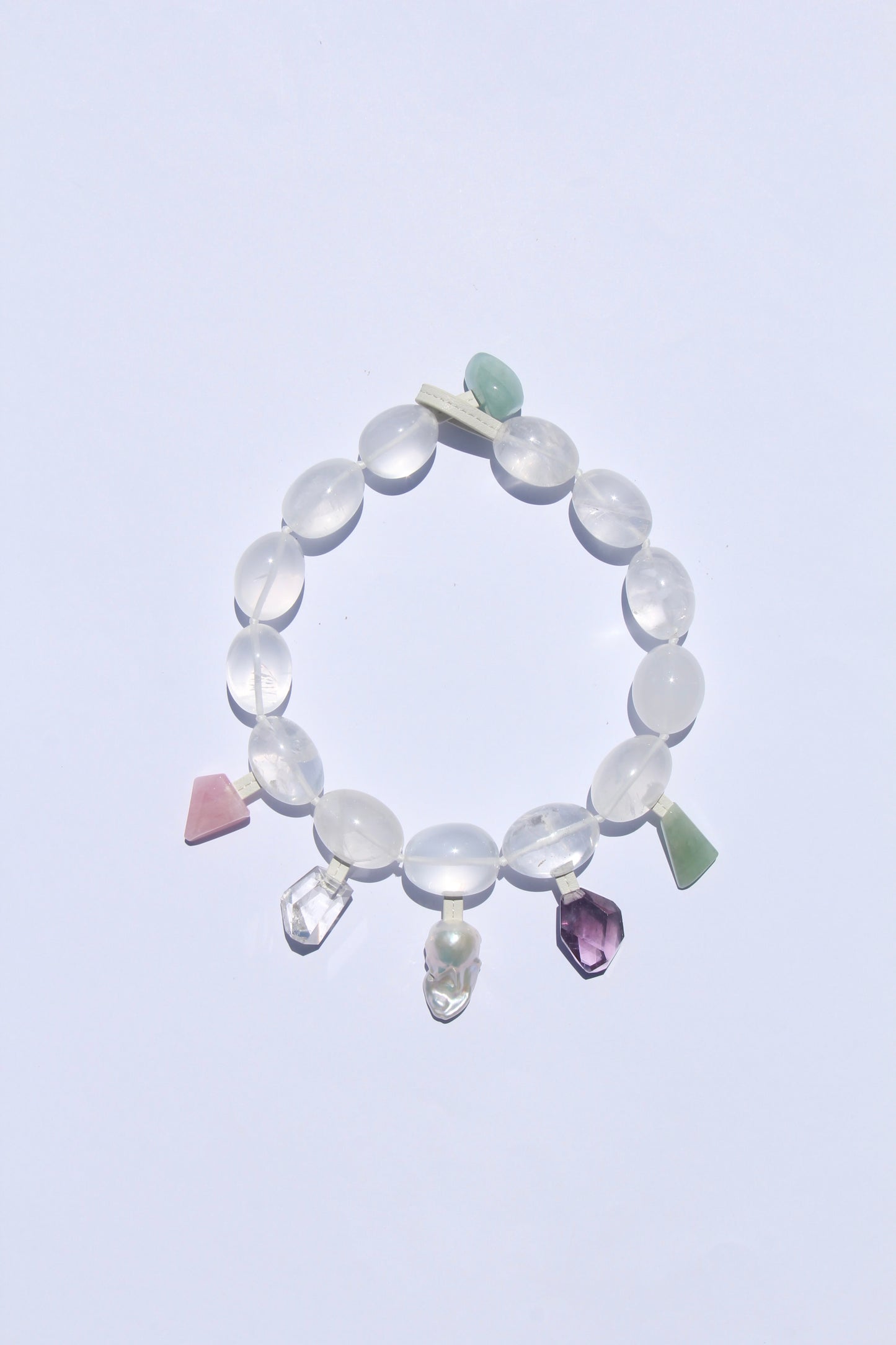 Charms: quartz, morganite, pearl, amethyst