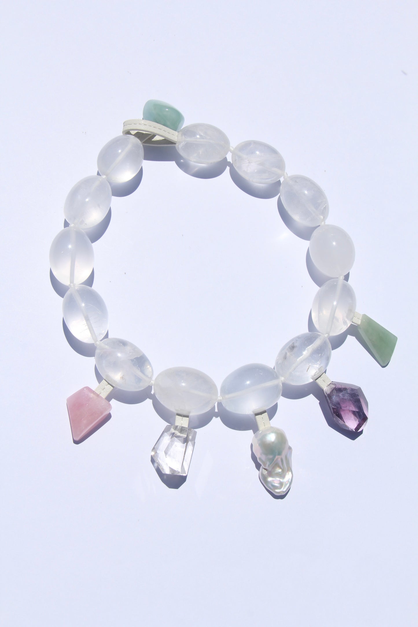 Charms: quartz, morganite, pearl, amethyst