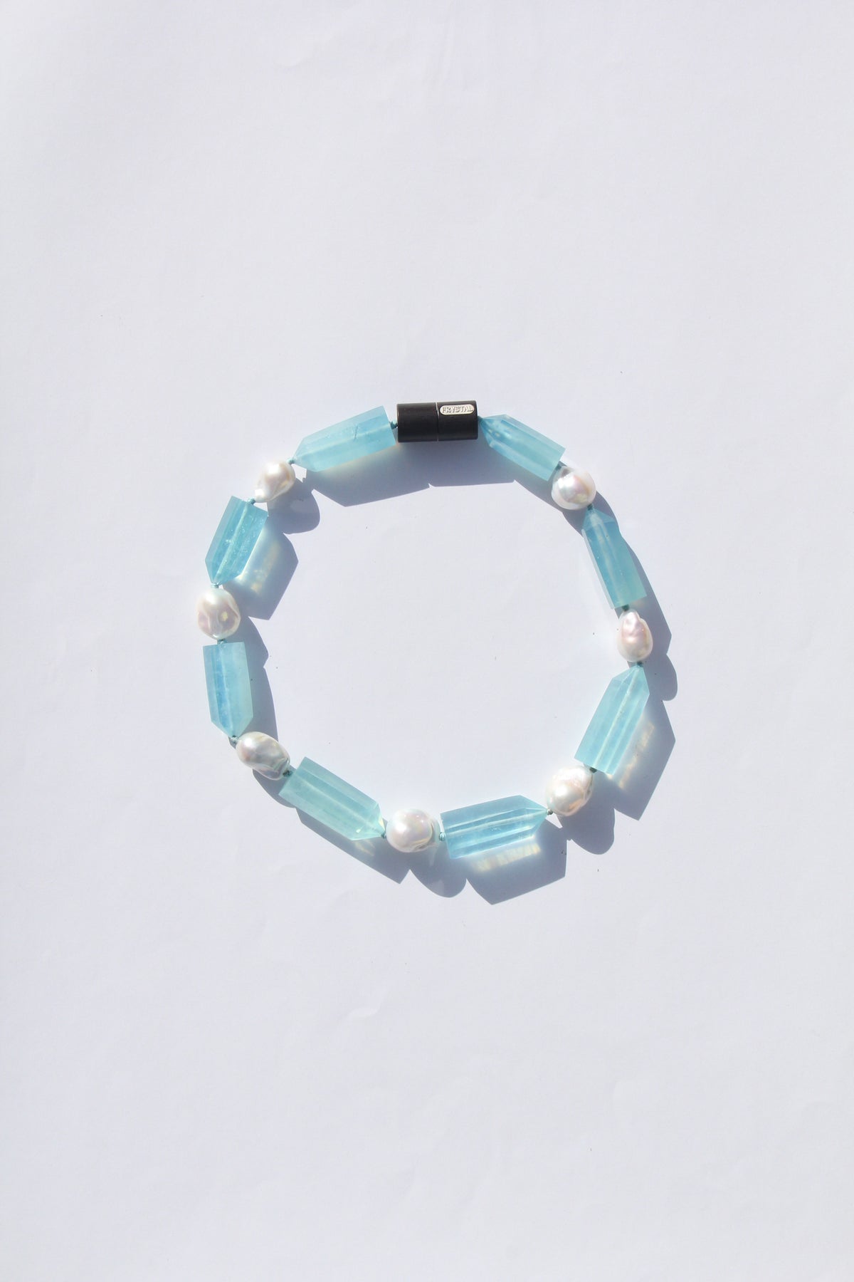 Necklace: aquamarine, pearls