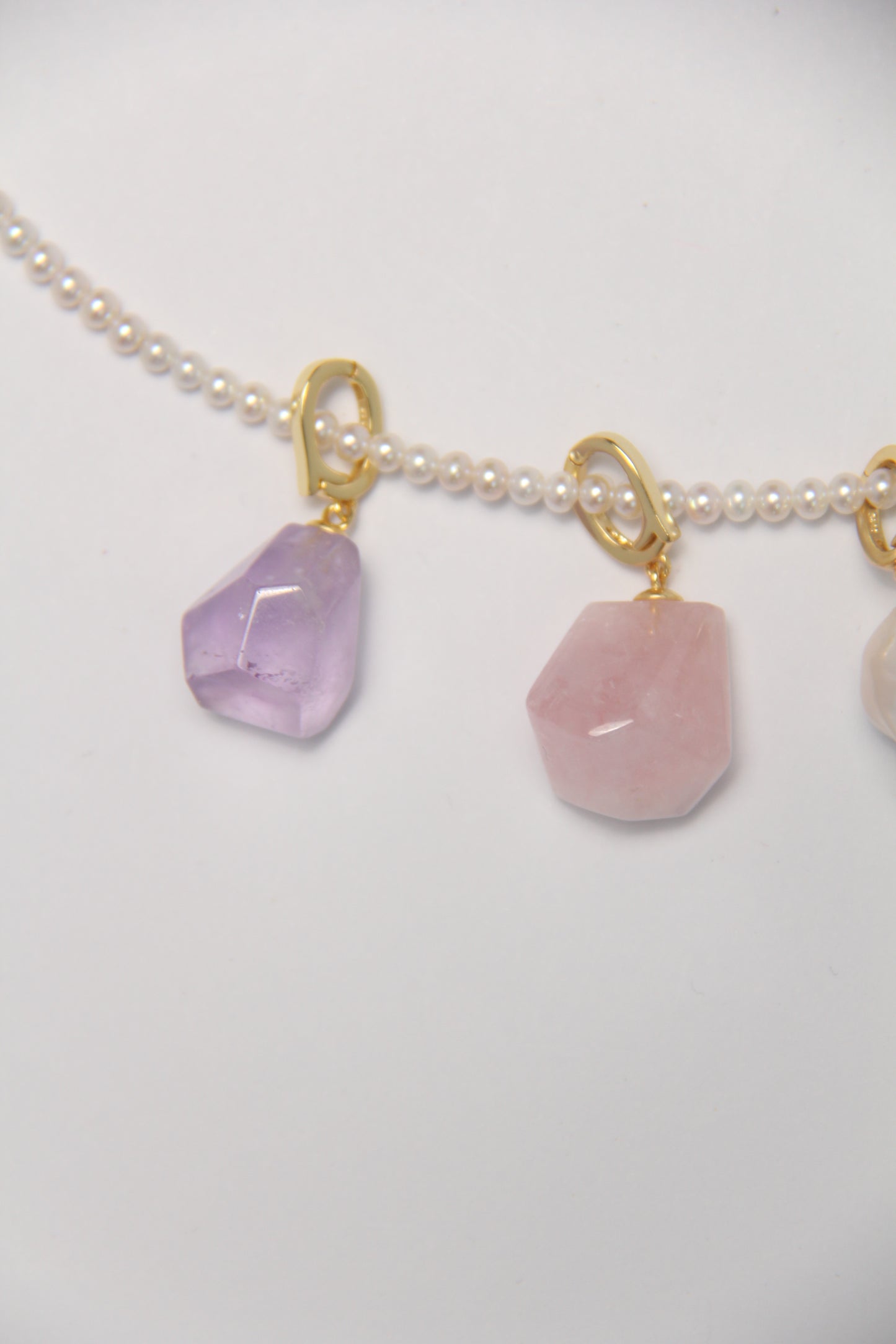 Charms: amethyst, morganite, pearls